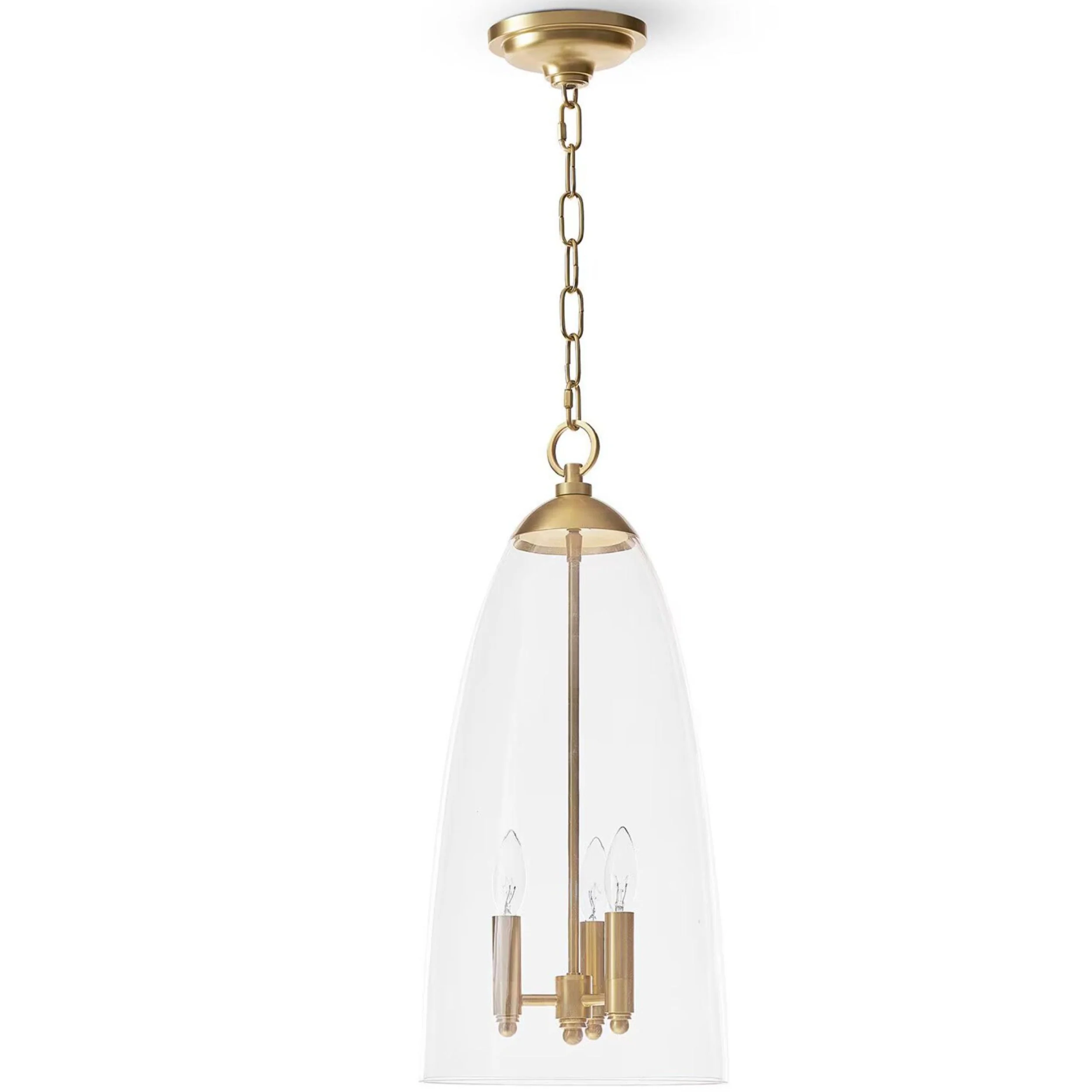 Maiden Glass Pendant, Natural Brass