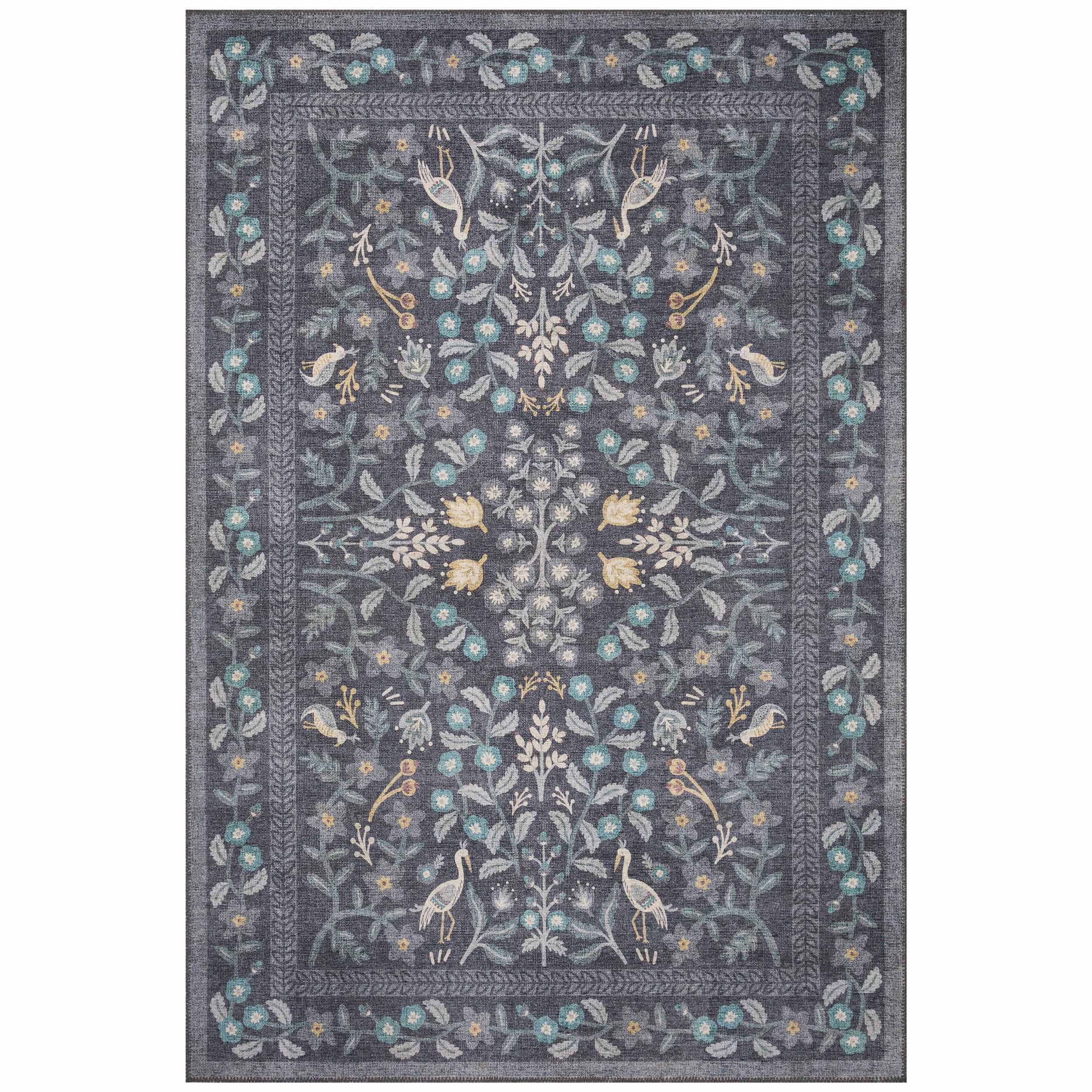 Rifle Paper Co. x Loloi Rug Maison MAO-01, Nightingale Black