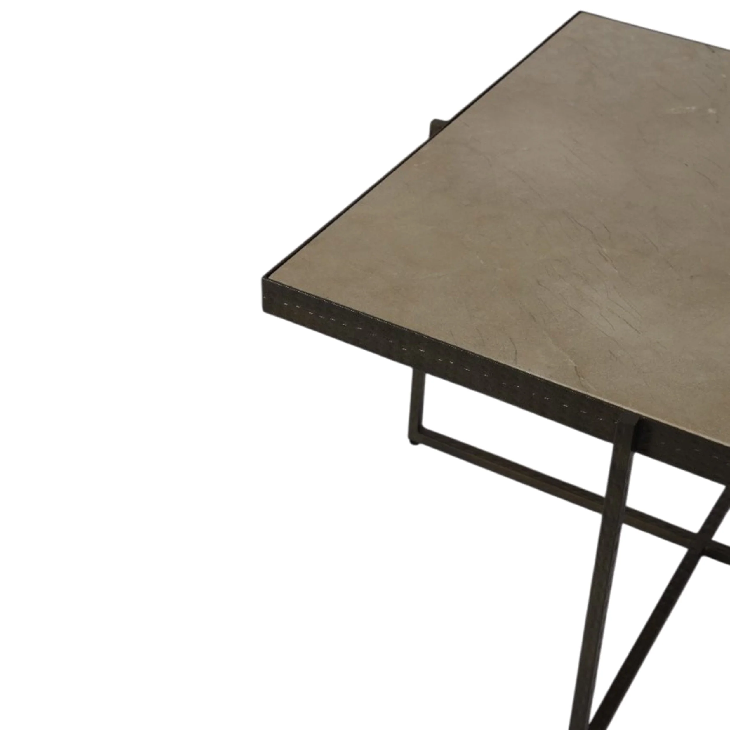 Marble and Forged Metal Coffee Table, Beige - Image 3