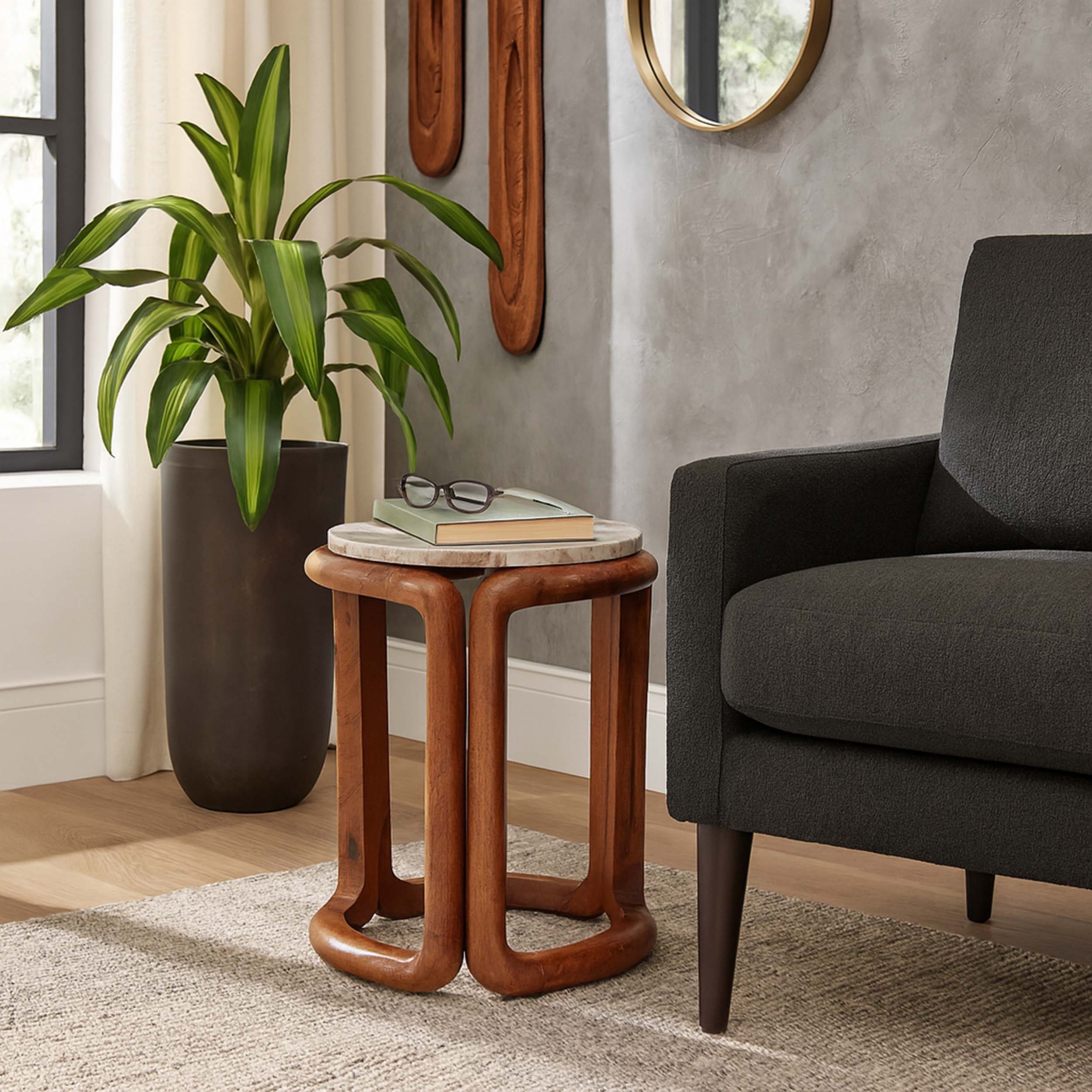 Marble Top Accent Table, Ivory - Image 5