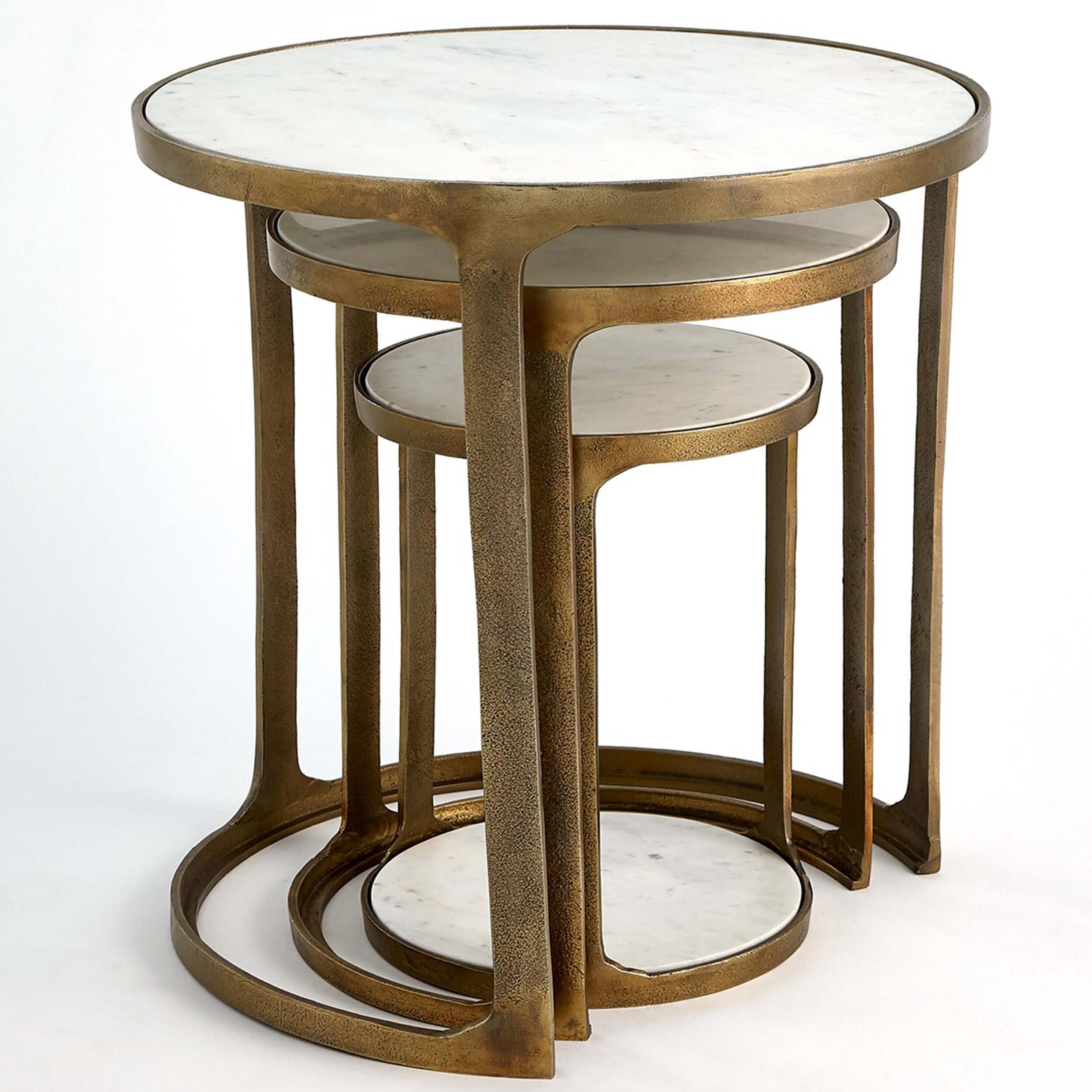 Marble Top Nesting Tables, Set of 3 - Image 2