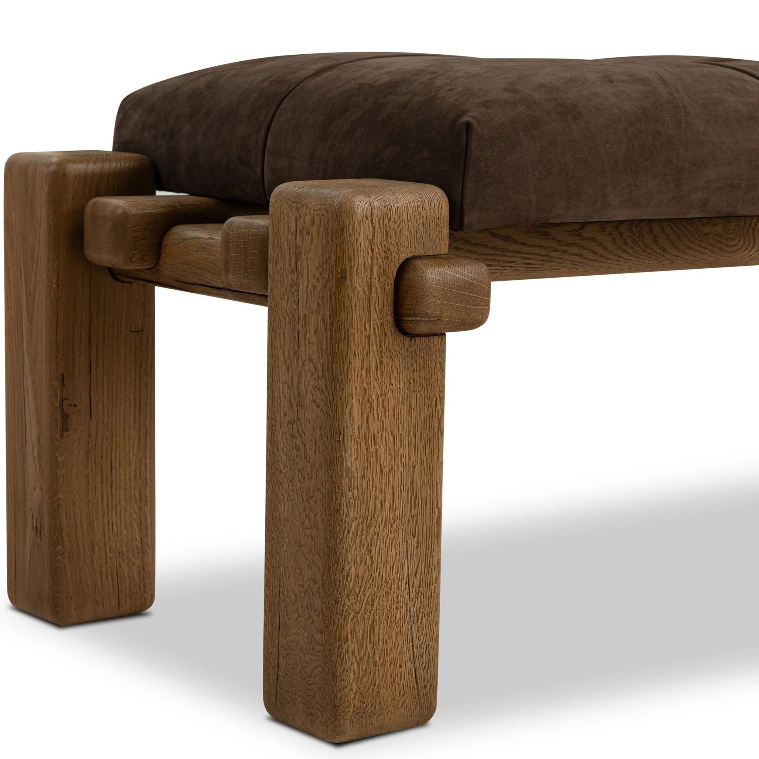 Marcia Leather Accent Bench, Nubuck Cigar by Four Hands - Image 5