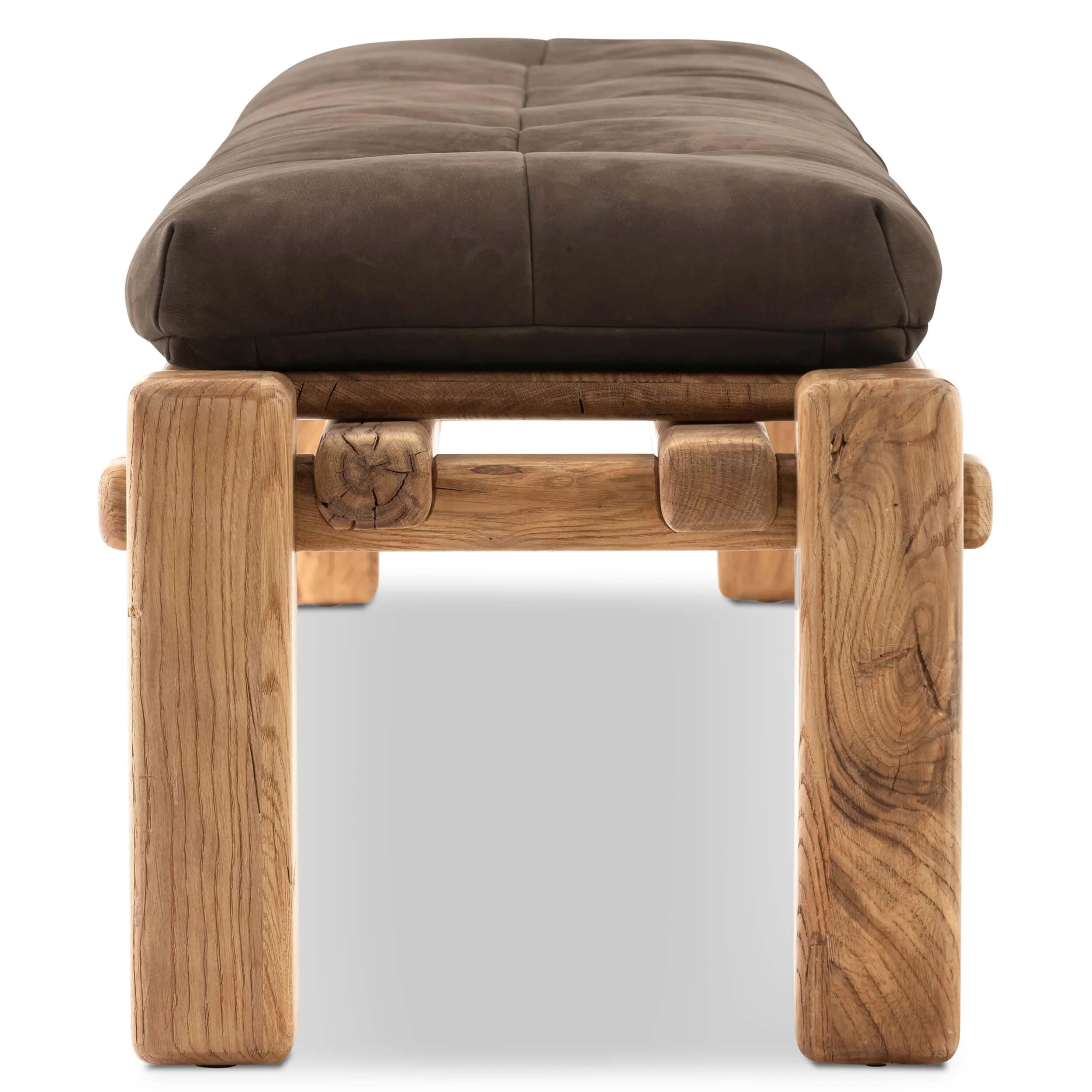 Marcia Leather Bench, Nubuck Cigar by Four Hands - Image 3