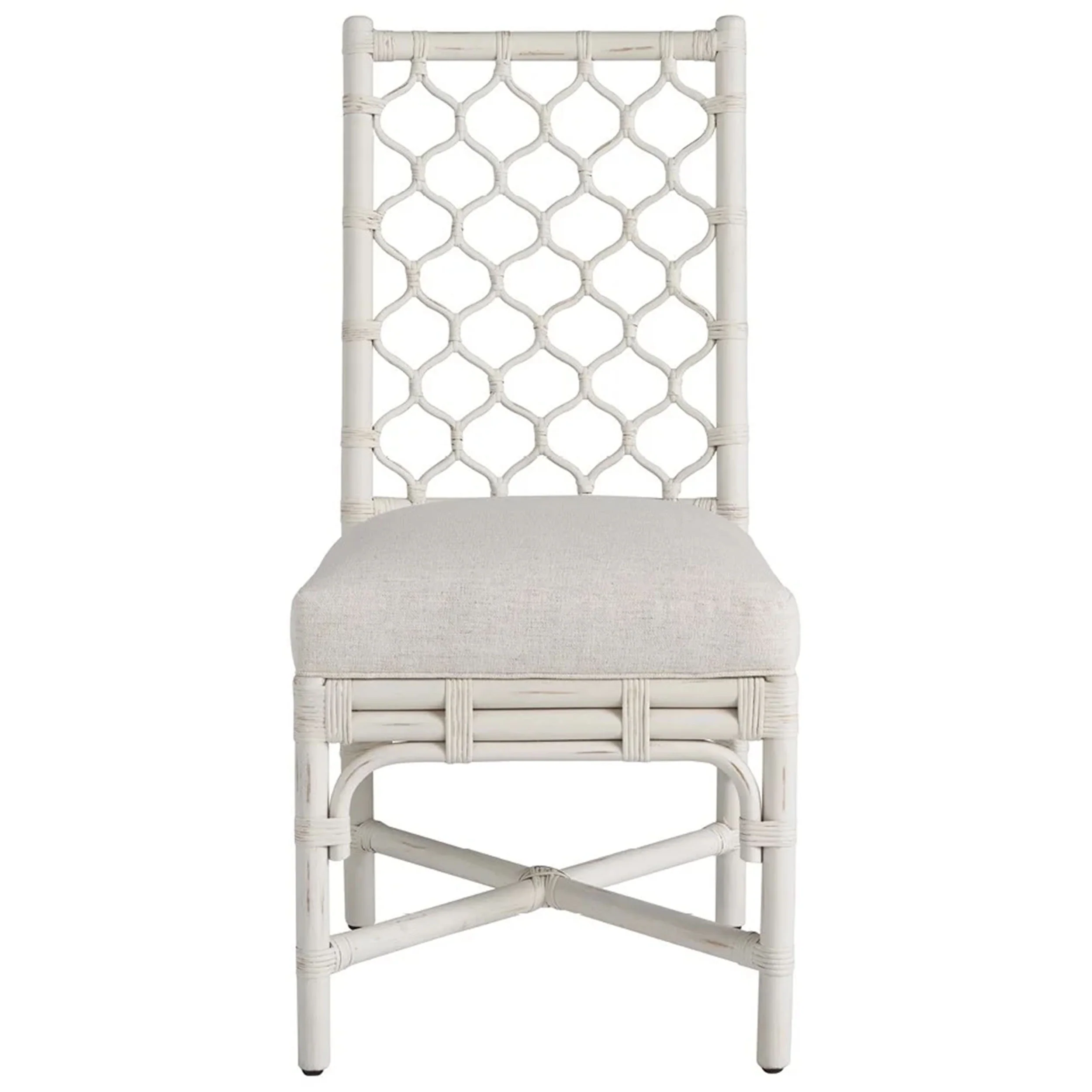 Marco Side Chair, White Rattan, Set of 2 - Image 2