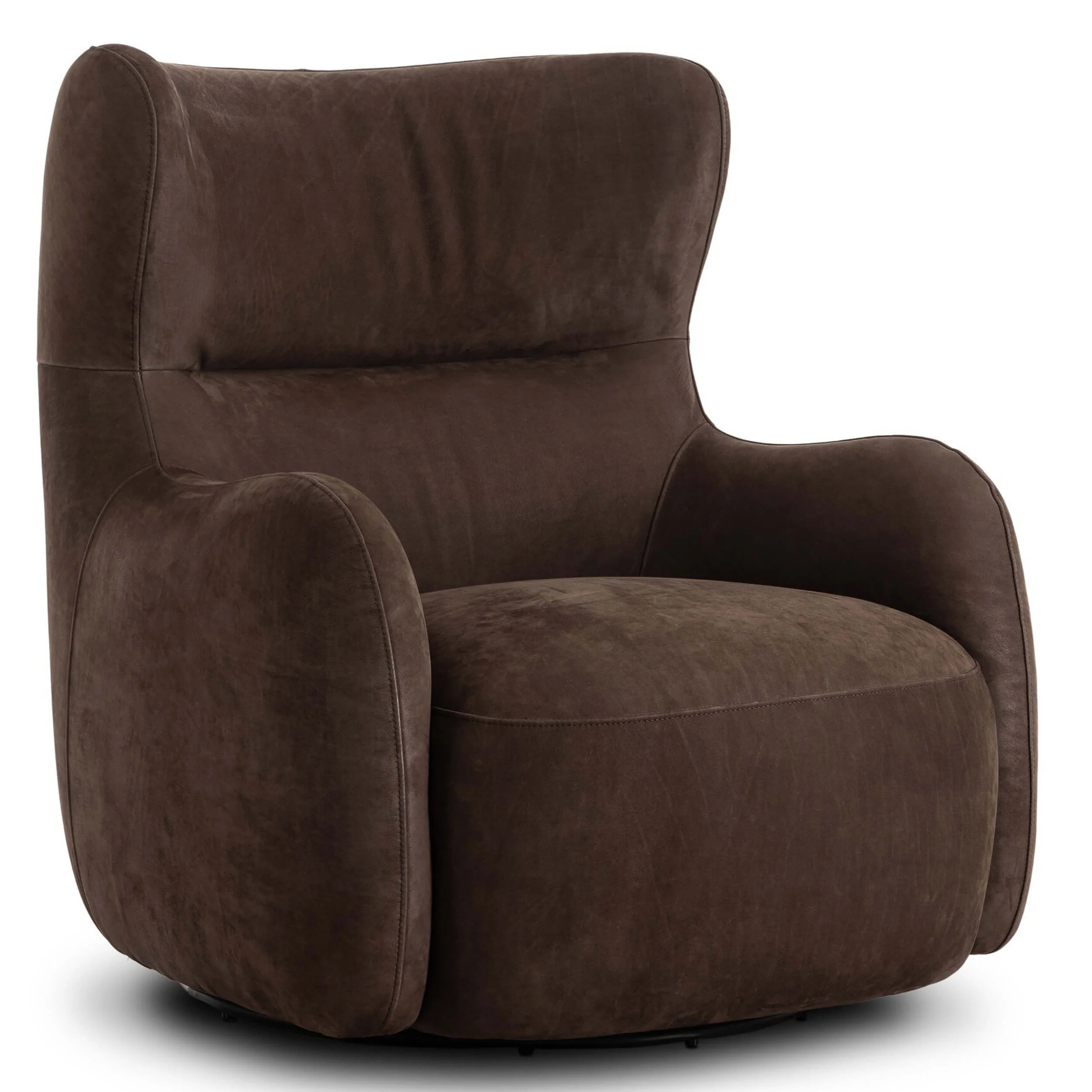 Mardell Leather Swivel Chair, Nubuck Cigar by Four Hands
