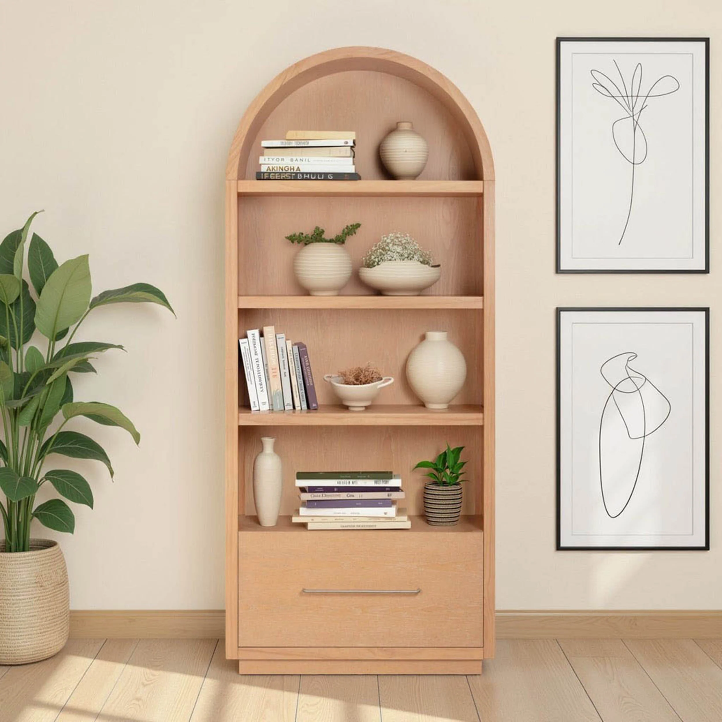 Marlow Bookcase w/ File Drawer, Natural - Image 4