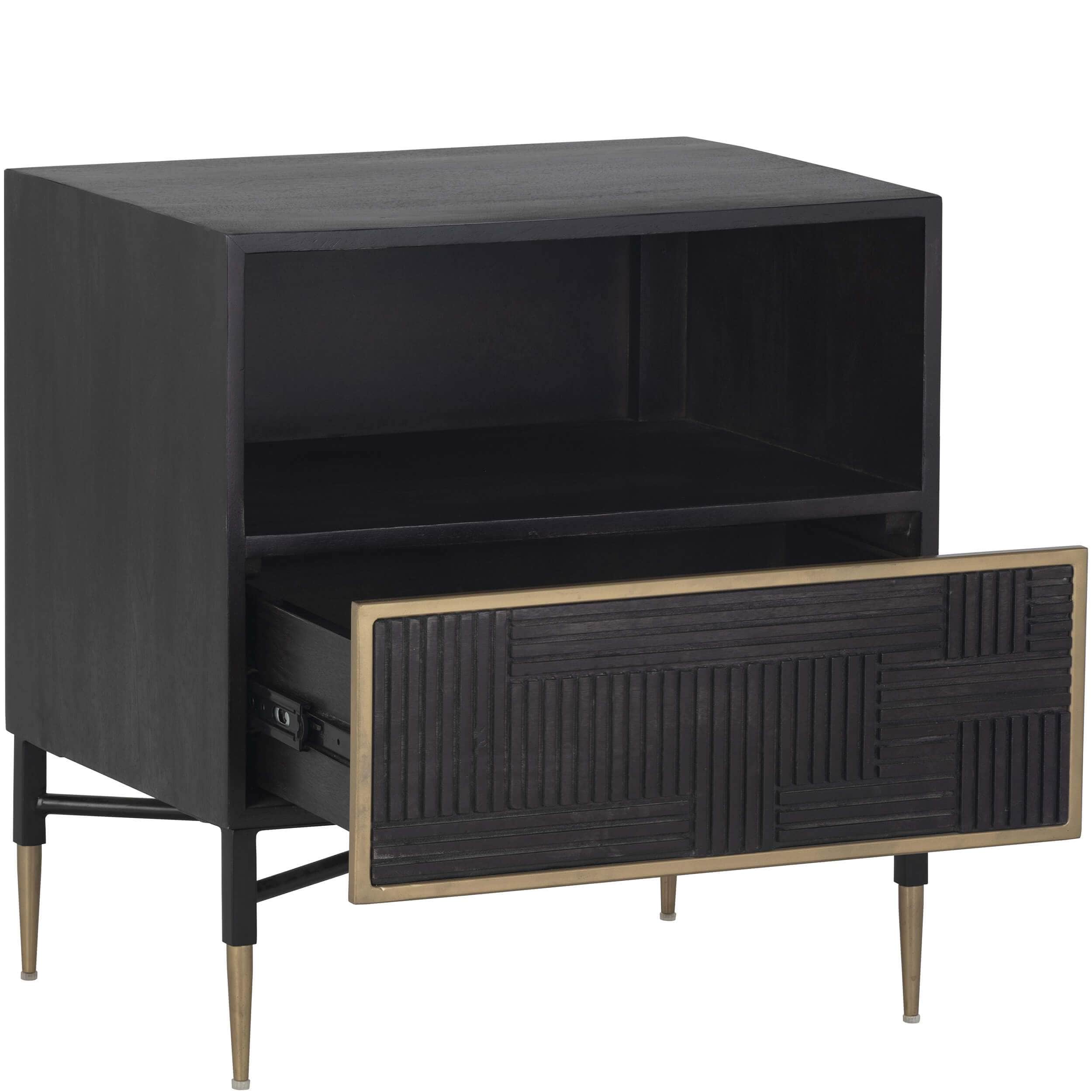 Marwood Nightstand, Brass/Dark Brown - Image 2
