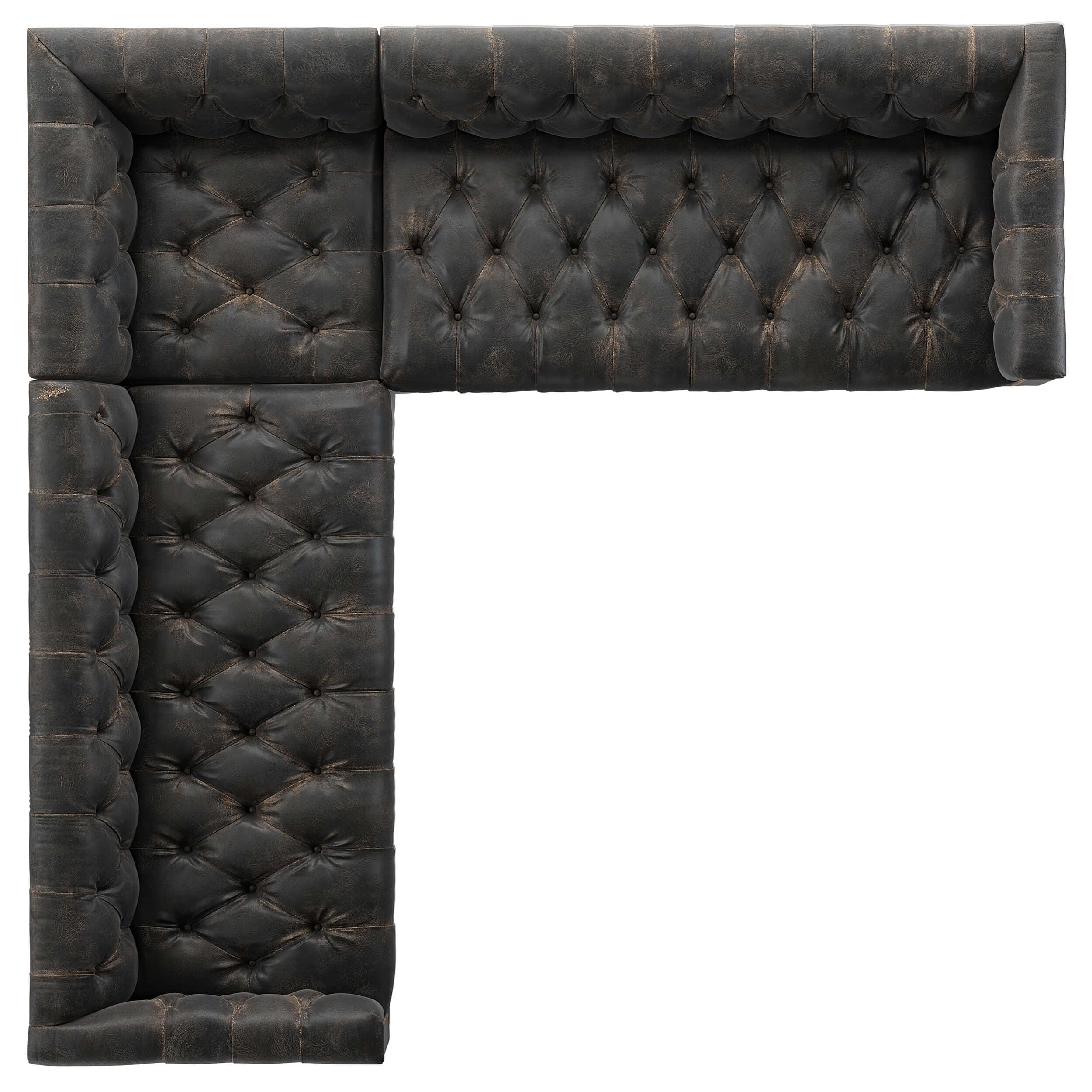 Maxx 3 Piece Leather Sectional, Destroyed Black by Four Hands - Image 5