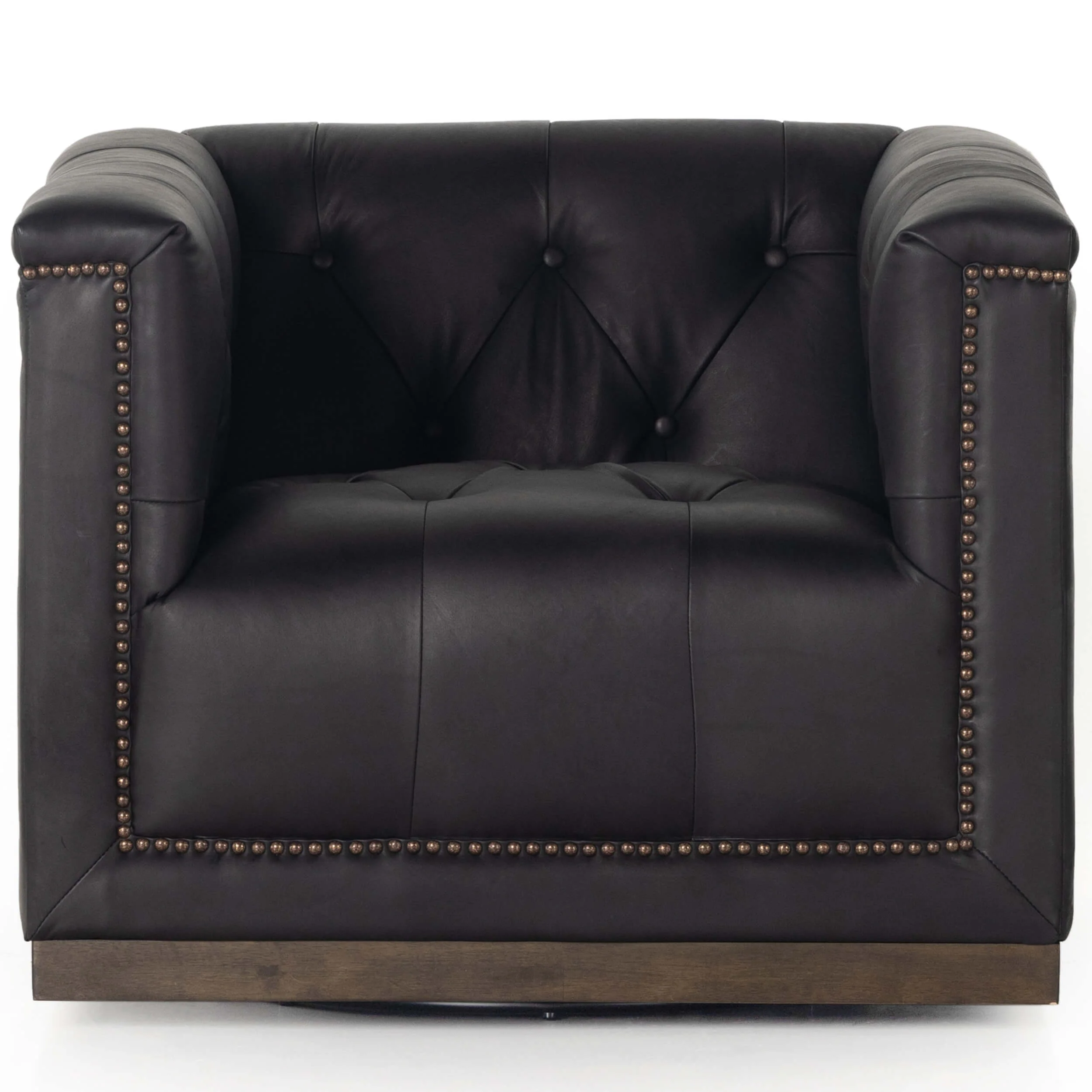Maxx Leather Swivel Chair, Heirloom Black by Four Hands - Image 3