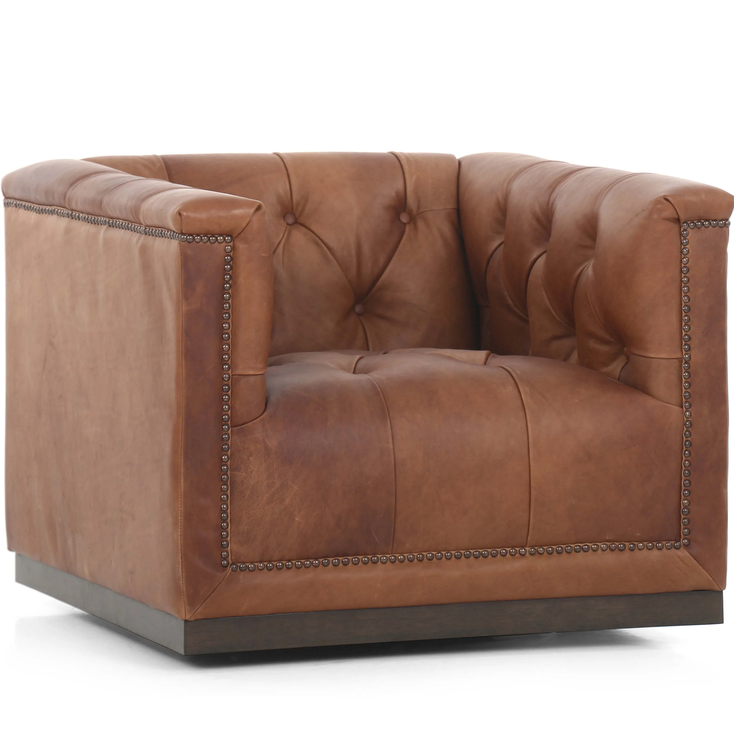Maxx Leather Swivel Chair, Heirloom Sienna by Four Hands