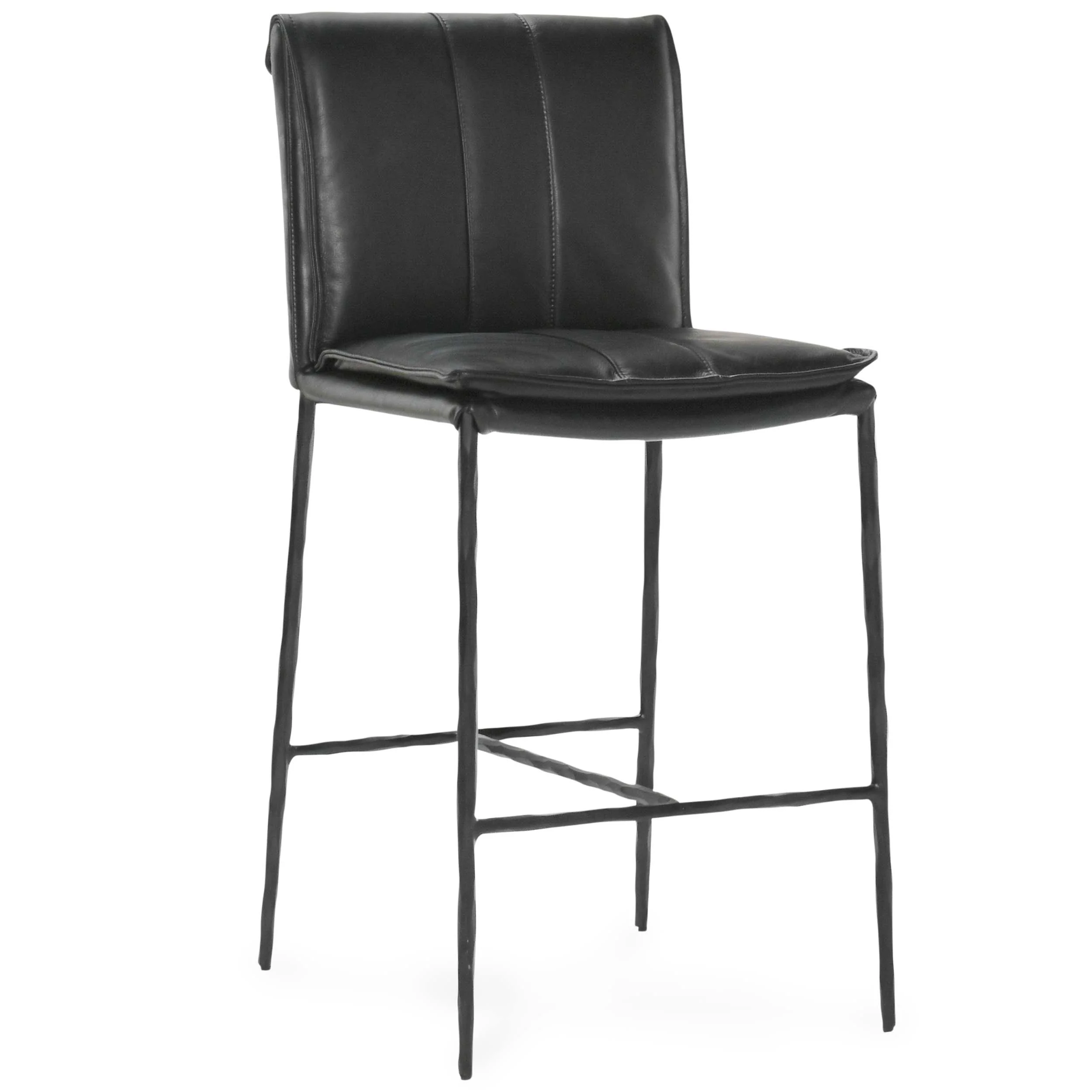 Mayer Leather Bar & Counter Stool, Jet Black