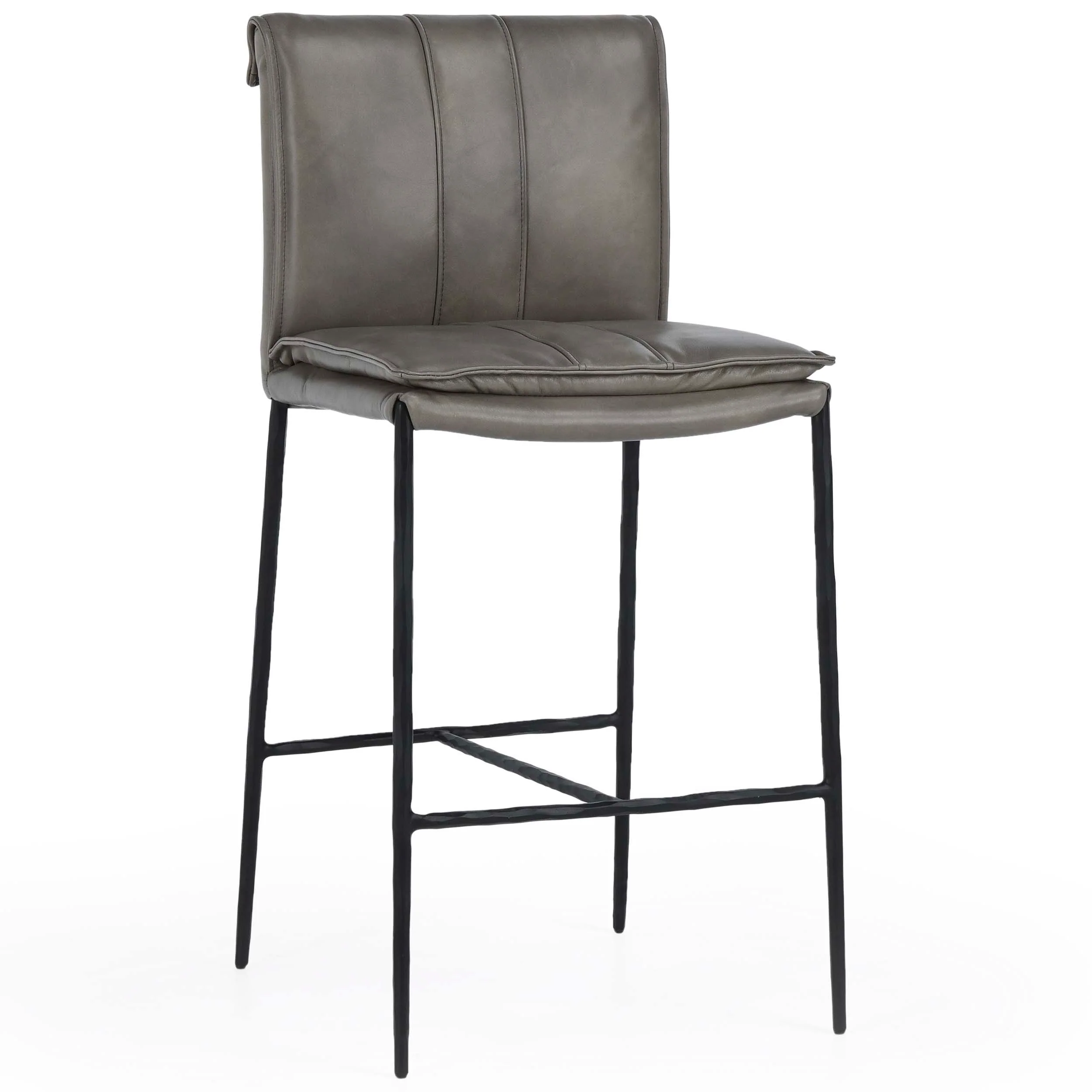 Mayer Leather Bar & Counter Stool, Pewter Gray