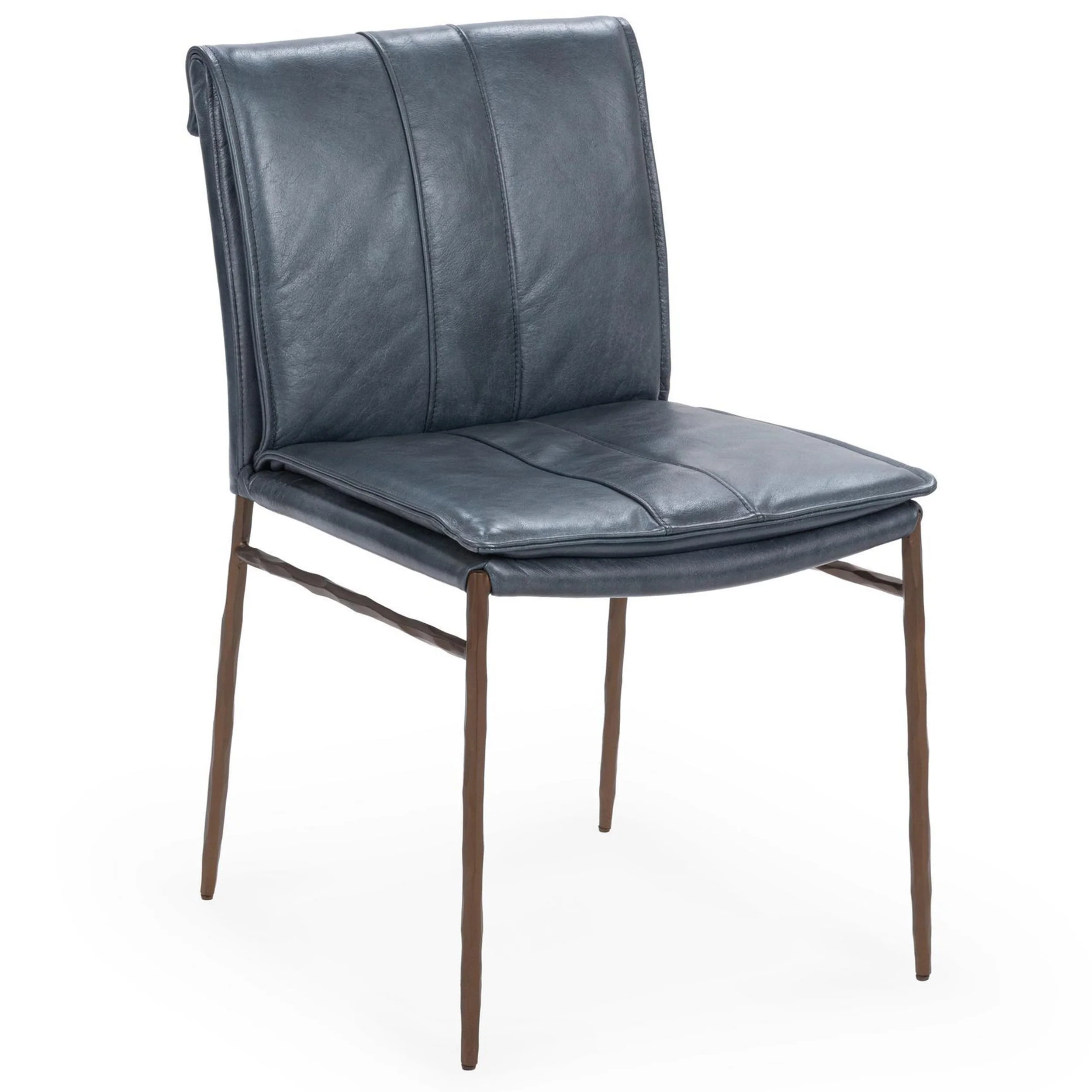 Mayer Leather Dining Chair, Ocean Blue, Set of 2