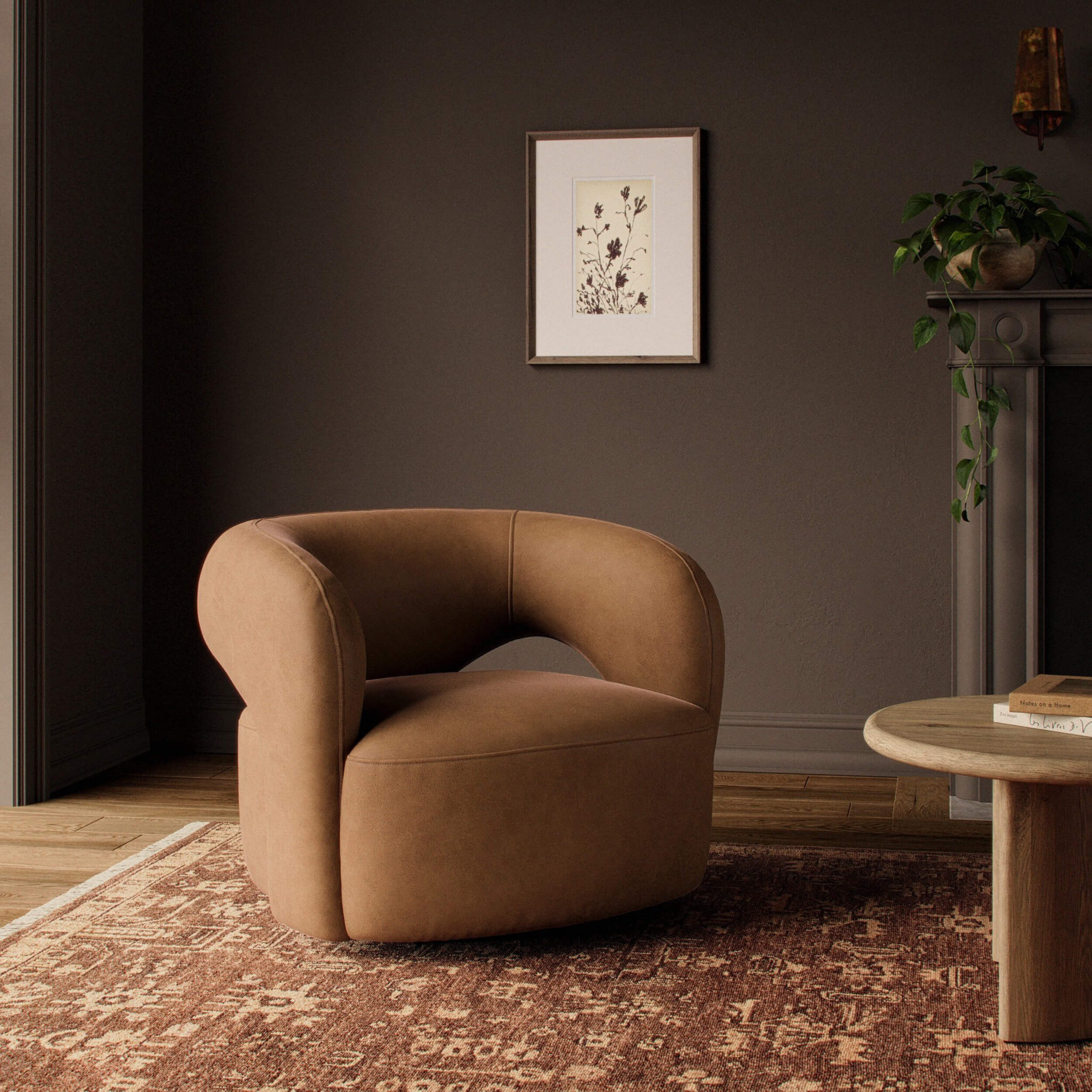 Mazie Leather Swivel Chair, Maestro Camel by Four Hands - Image 5