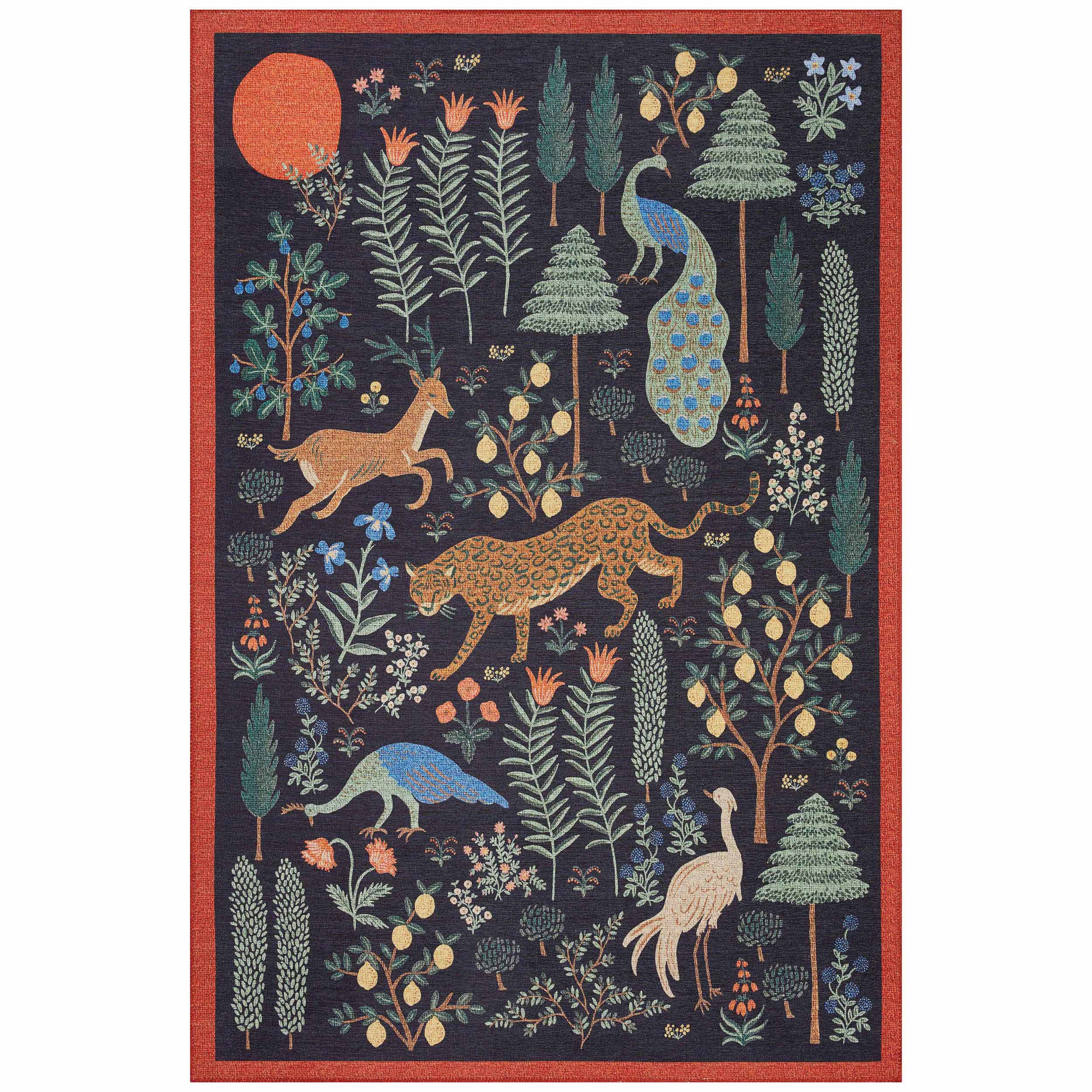 Rifle Paper Co. x Loloi Rug Menagerie MEN-01, Black