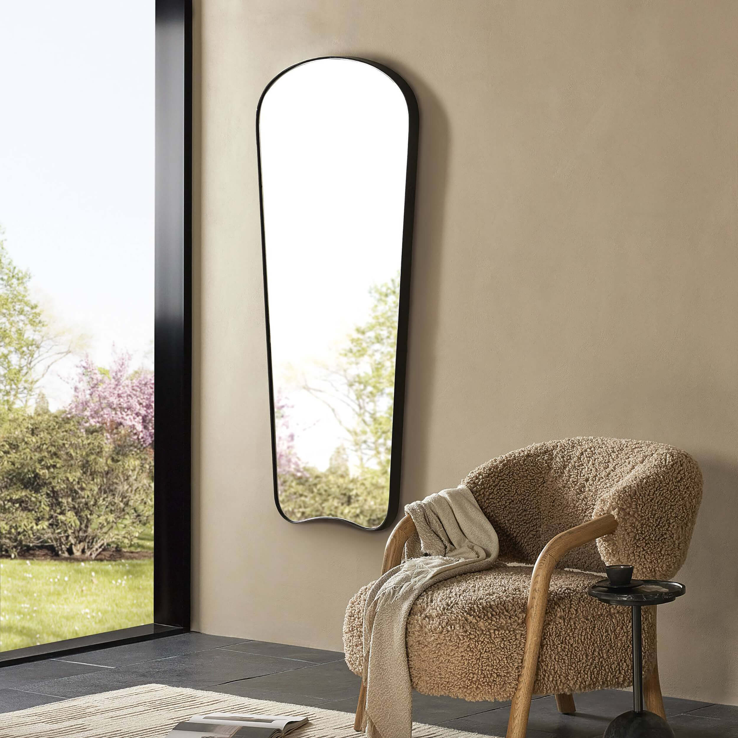 Merona Wall Mirror, Matte Black by Four Hands - Image 5