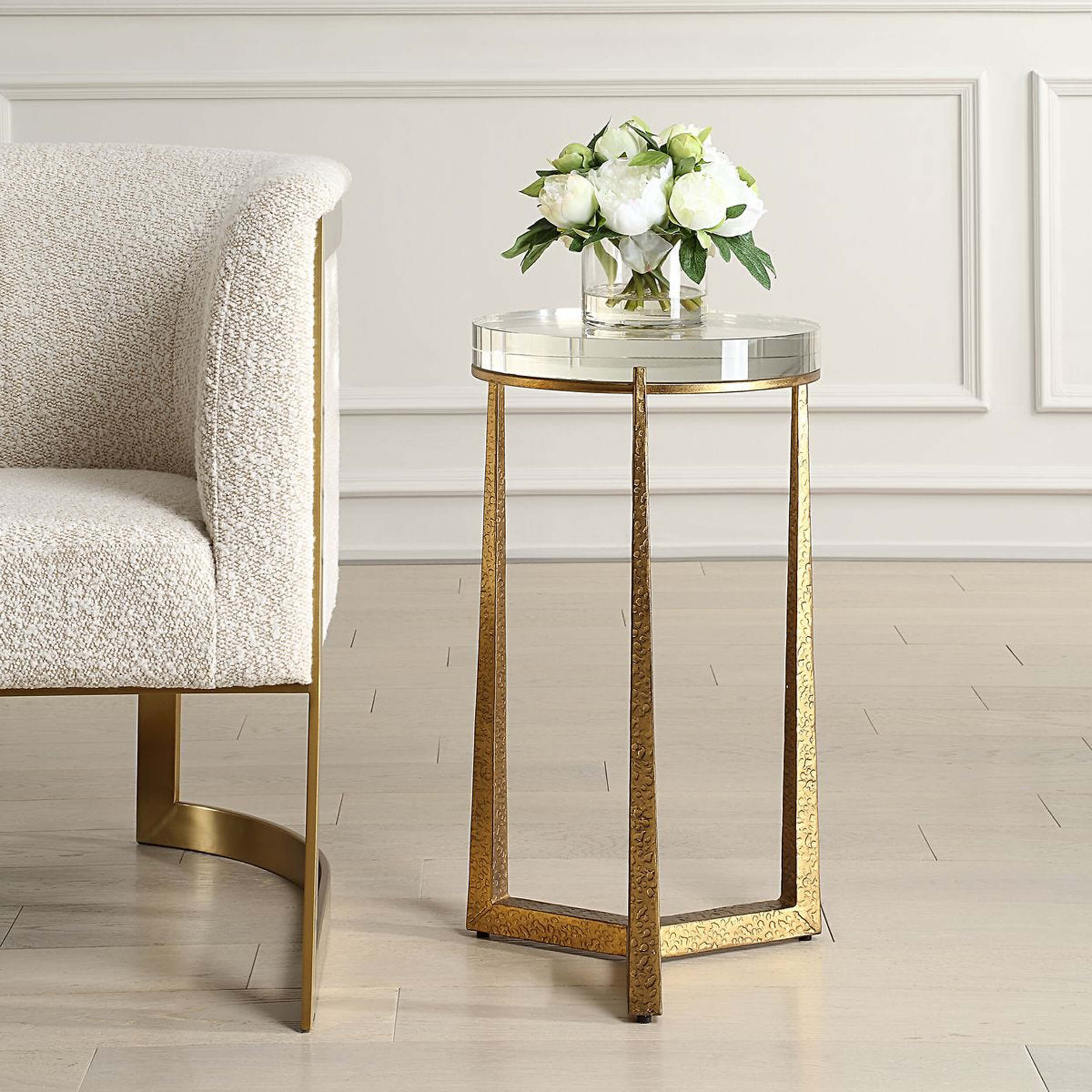 Midas Round Accent Table, Gold - Image 4