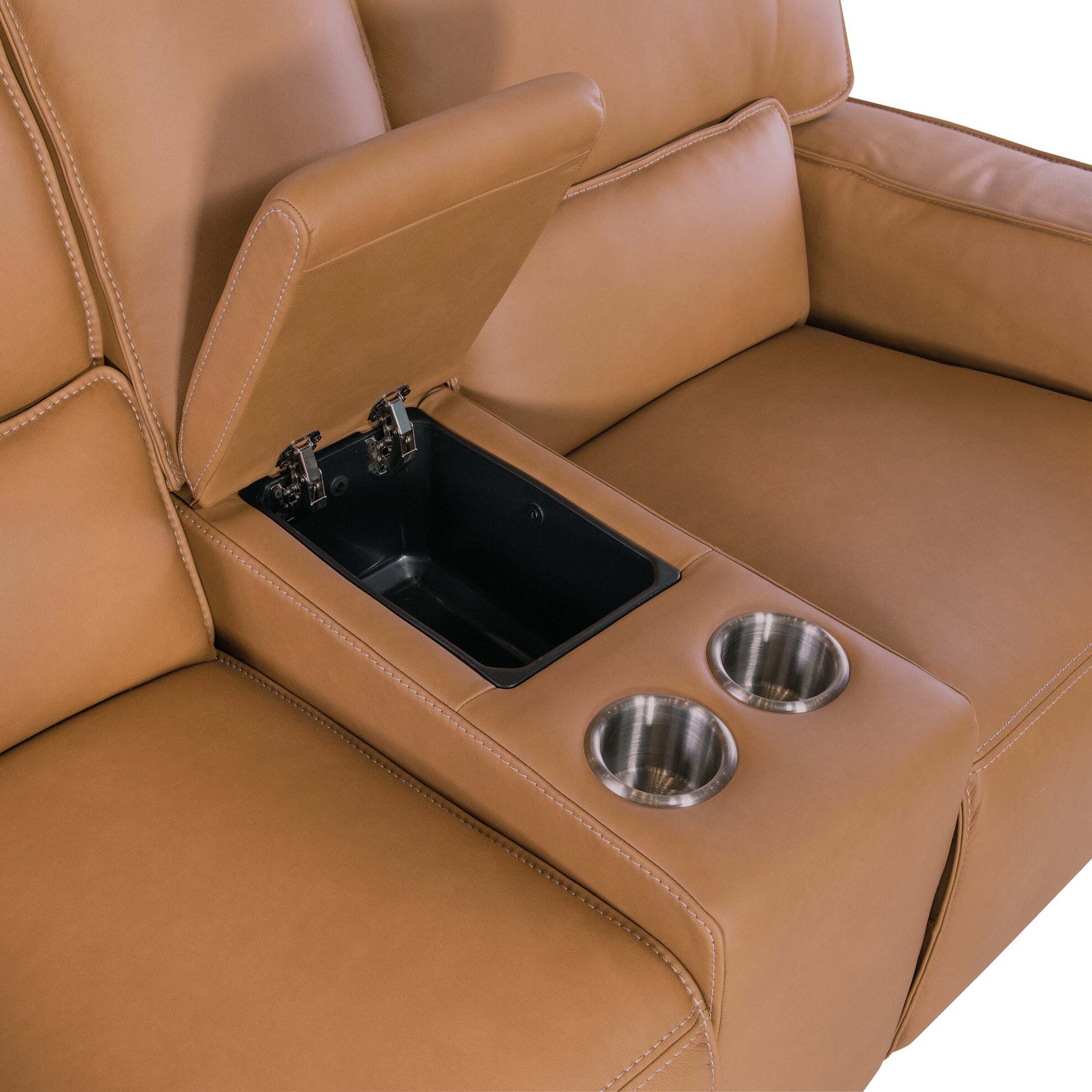 Miles Leather Zero Gravity Power Console Loveseat, Oslo Antelope - Image 7