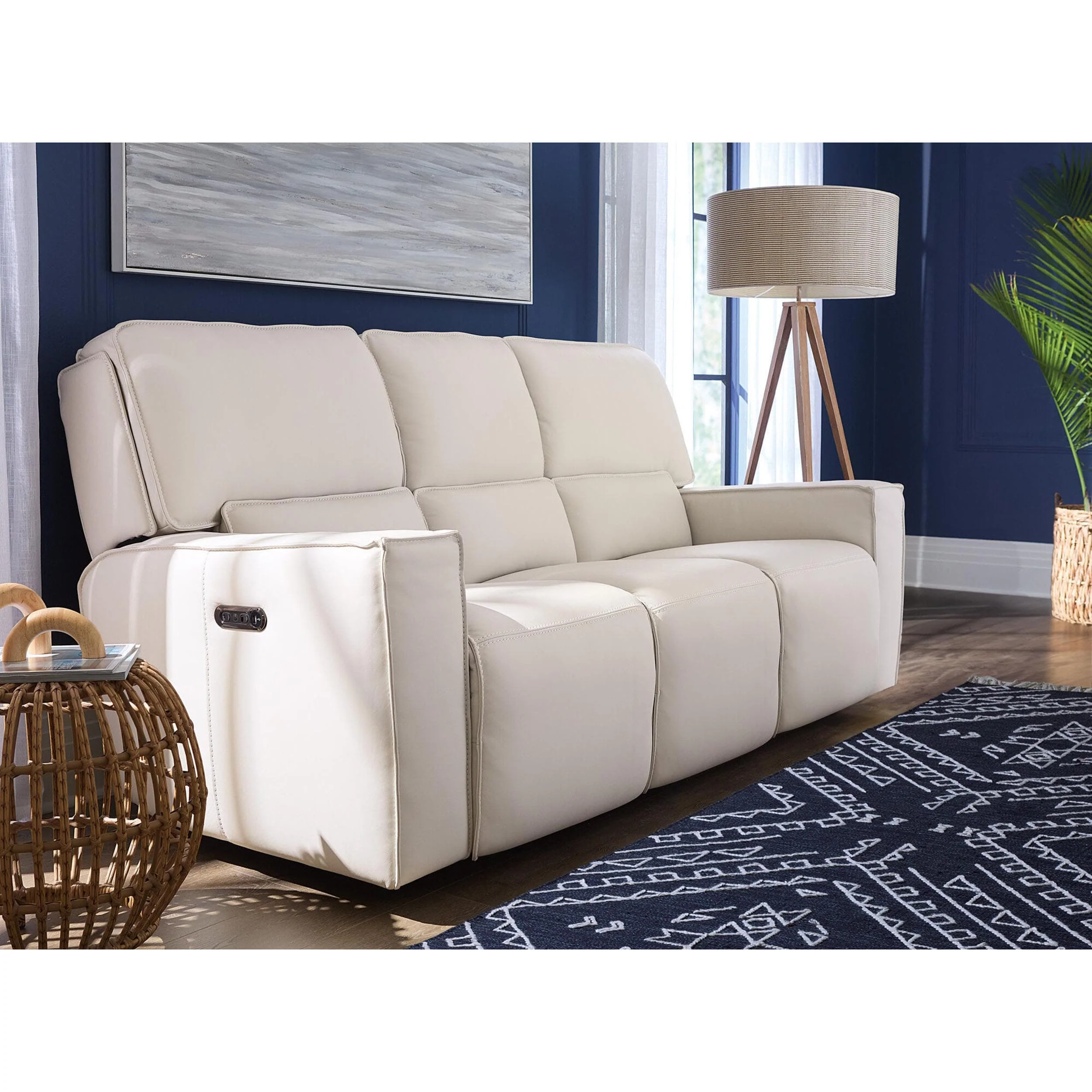 Miles Leather Zero Gravity Power Sofa, Oslo Pebble - Image 6