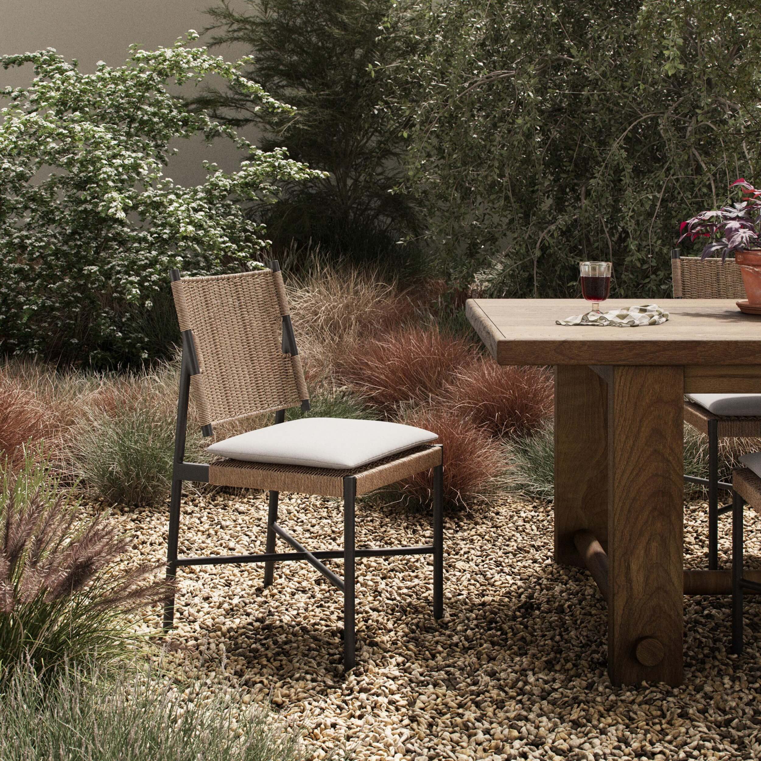 Miller Outdoor Woven Dining Chair, Liller Flax, Set of 2 by Four Hands - Image 6