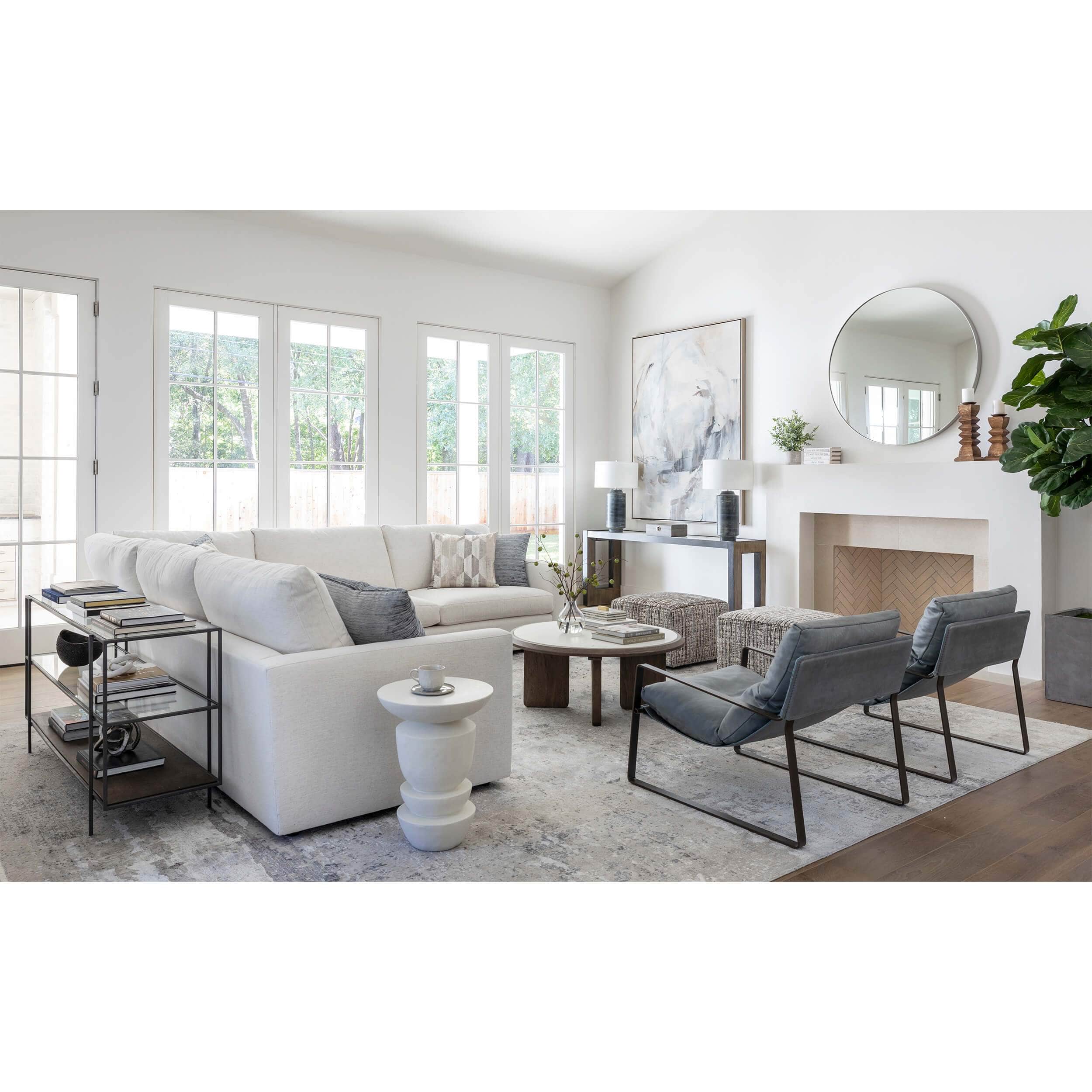 Miller 3 Piece Sectional, Nomad Snow - Image 5