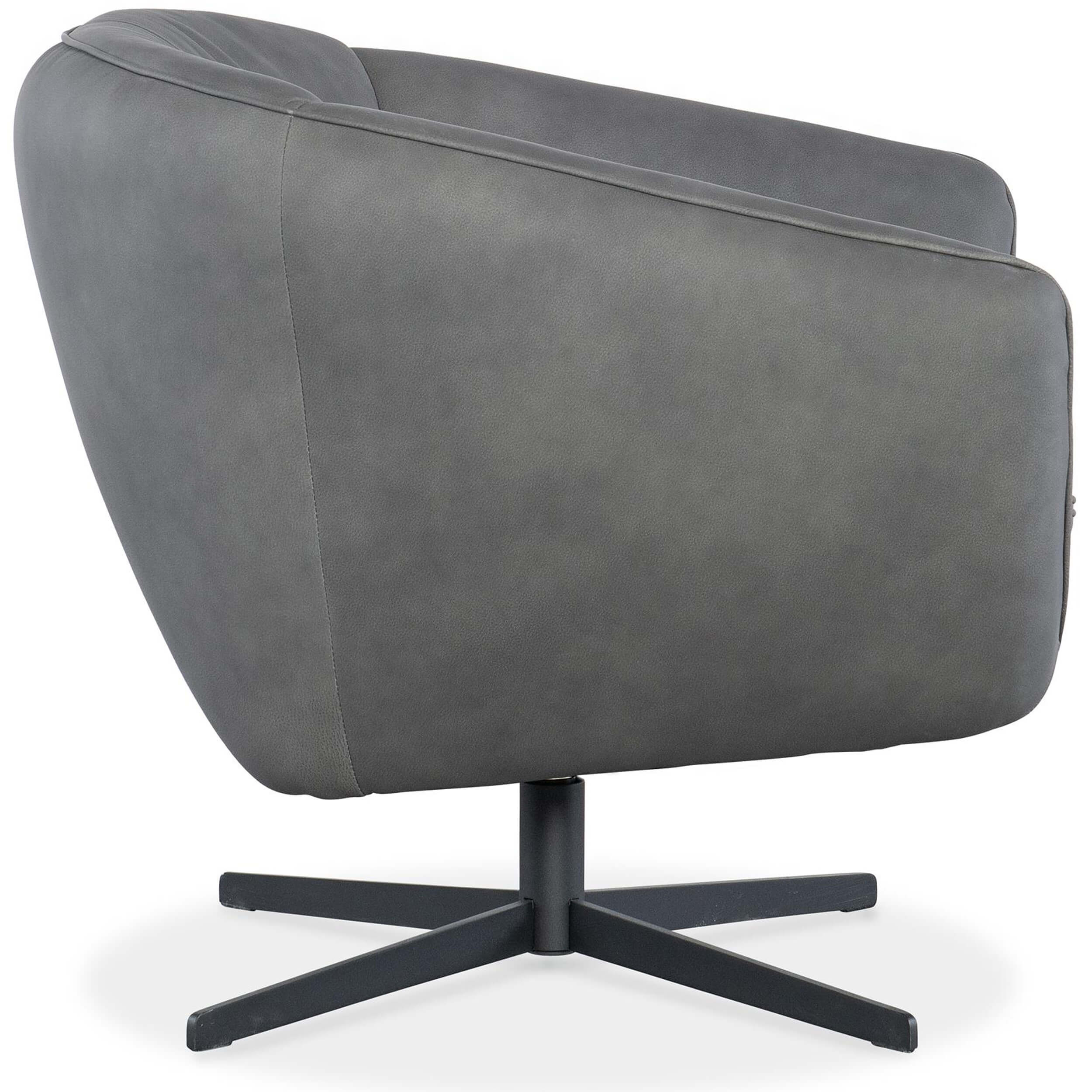 Mina Leather Swivel Chair, Buckskin Dark Grey - Image 3