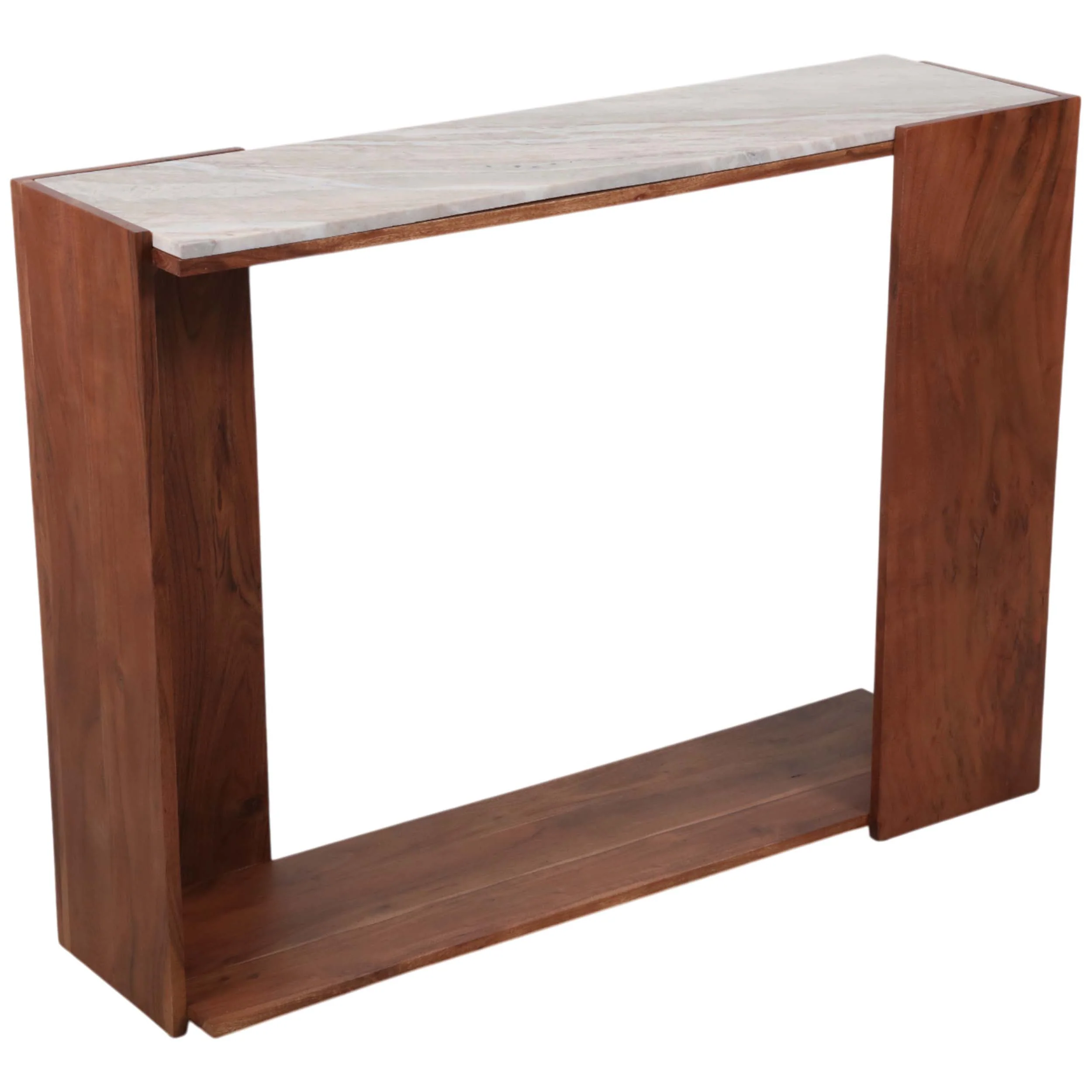 Modern Marble Top Console Table, Ivory - Image 2