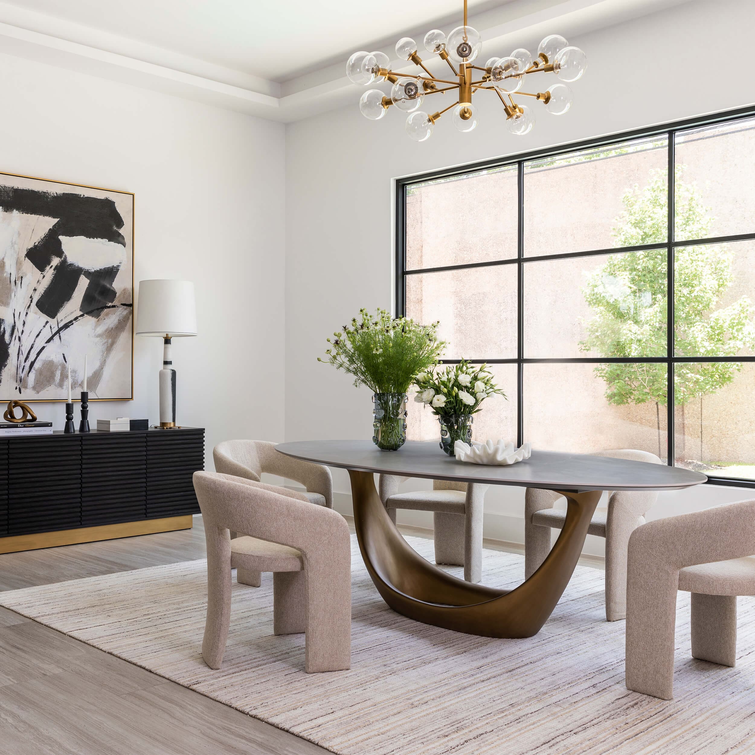 Montana Dining Table, Gray/Gold Base - Image 11