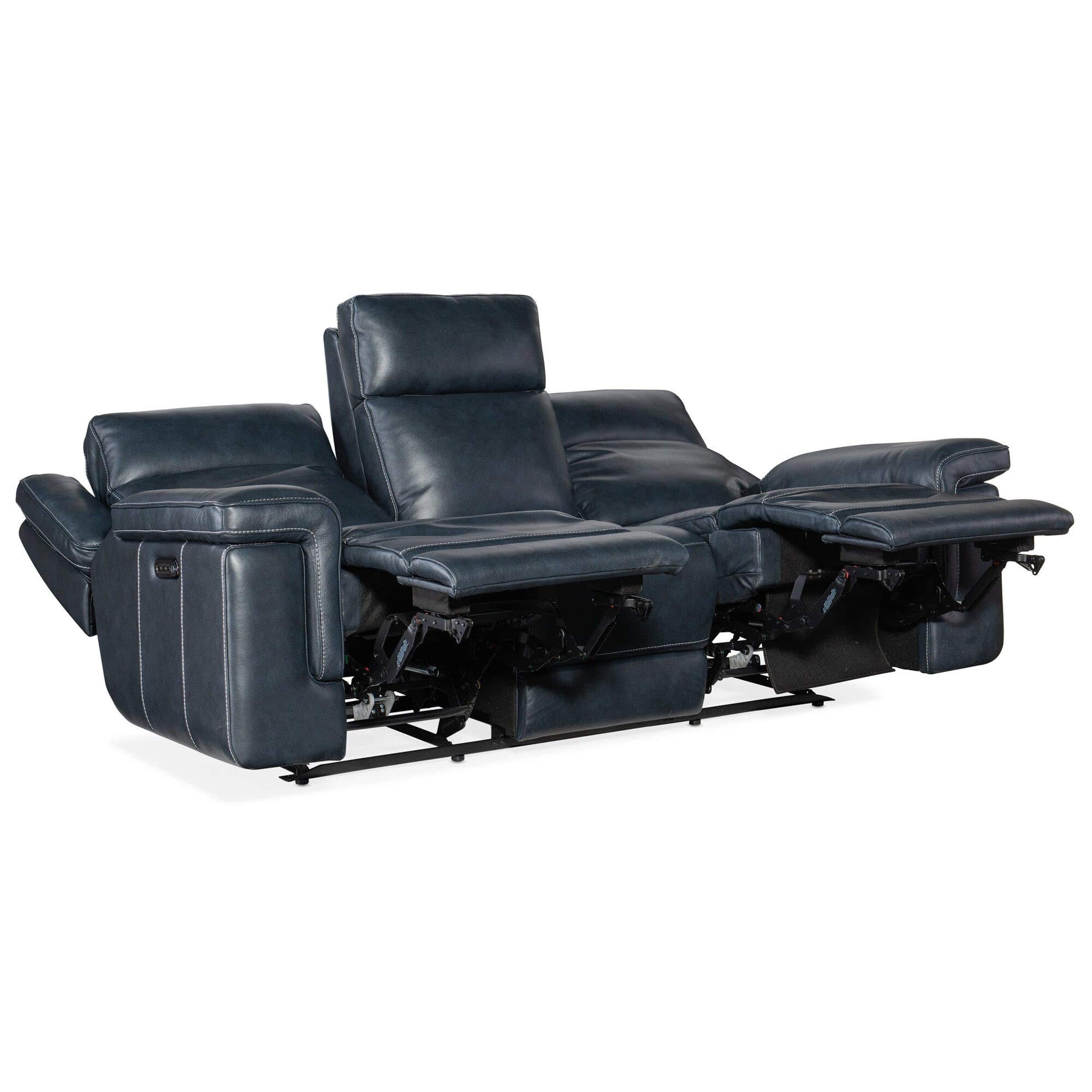 Montel Leather Lay Flat Power Sofa, Cosmos Cobalt - Image 4