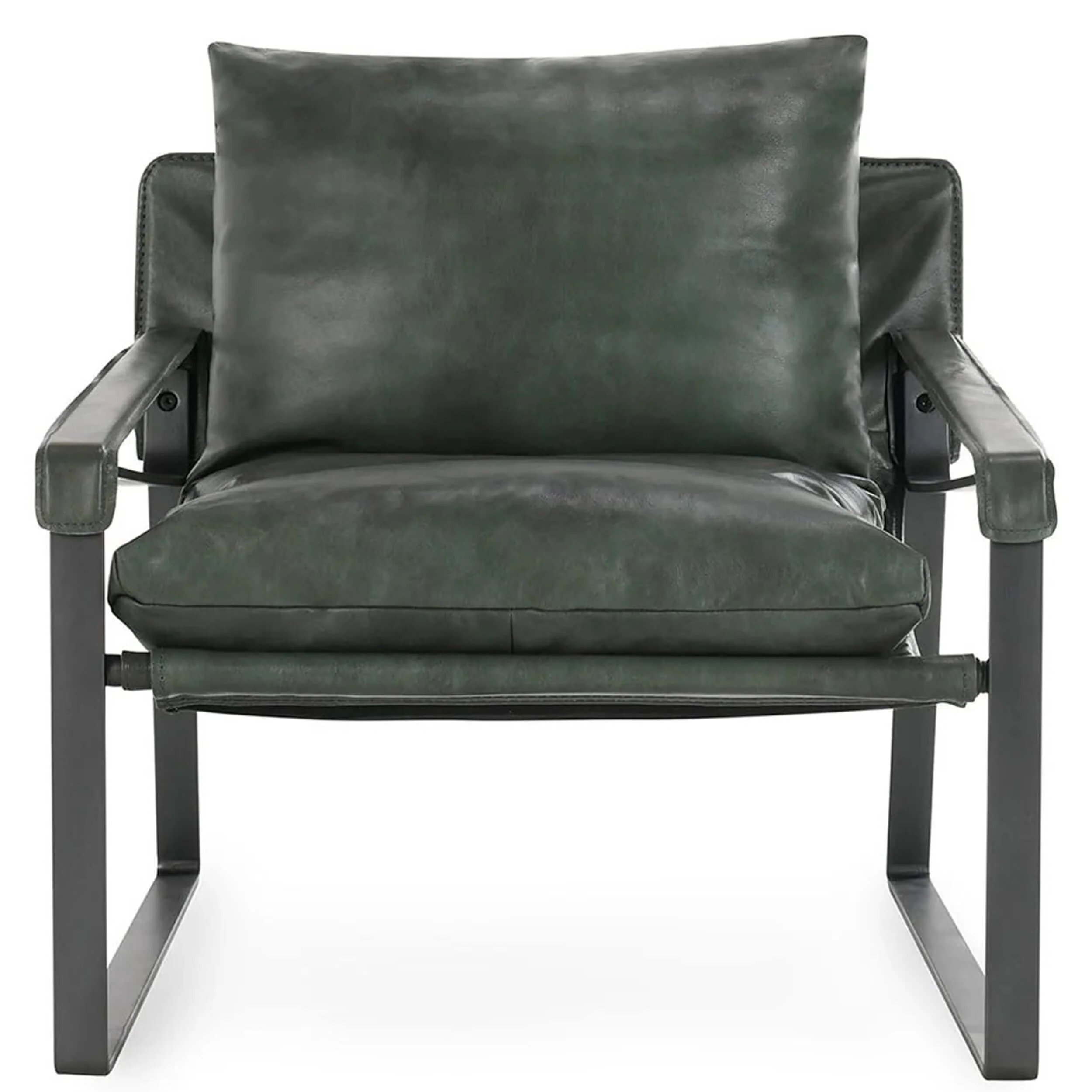 Morgan Leather Accent Chair, Forrest Green - Image 2