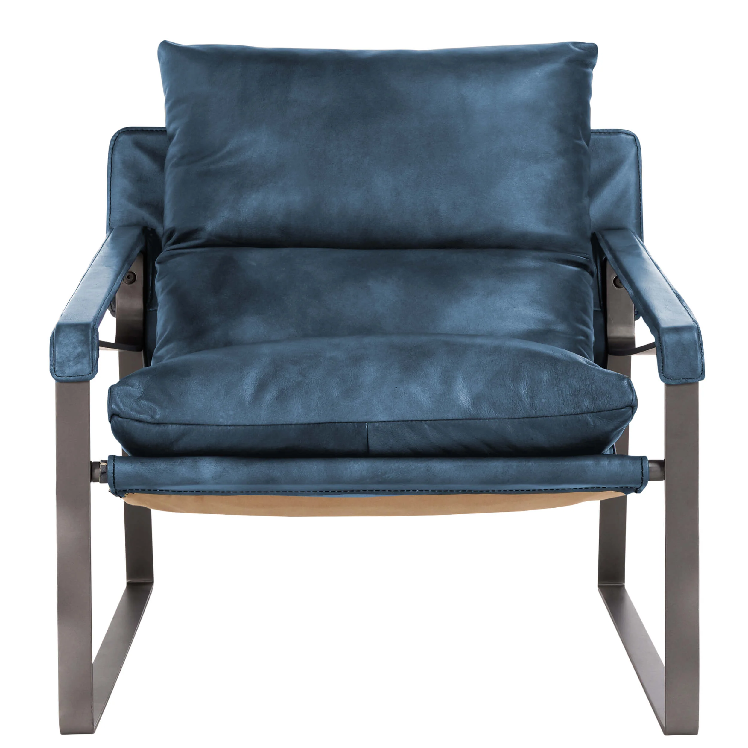 Morgan Leather Chair, Ocean Blue - Image 2