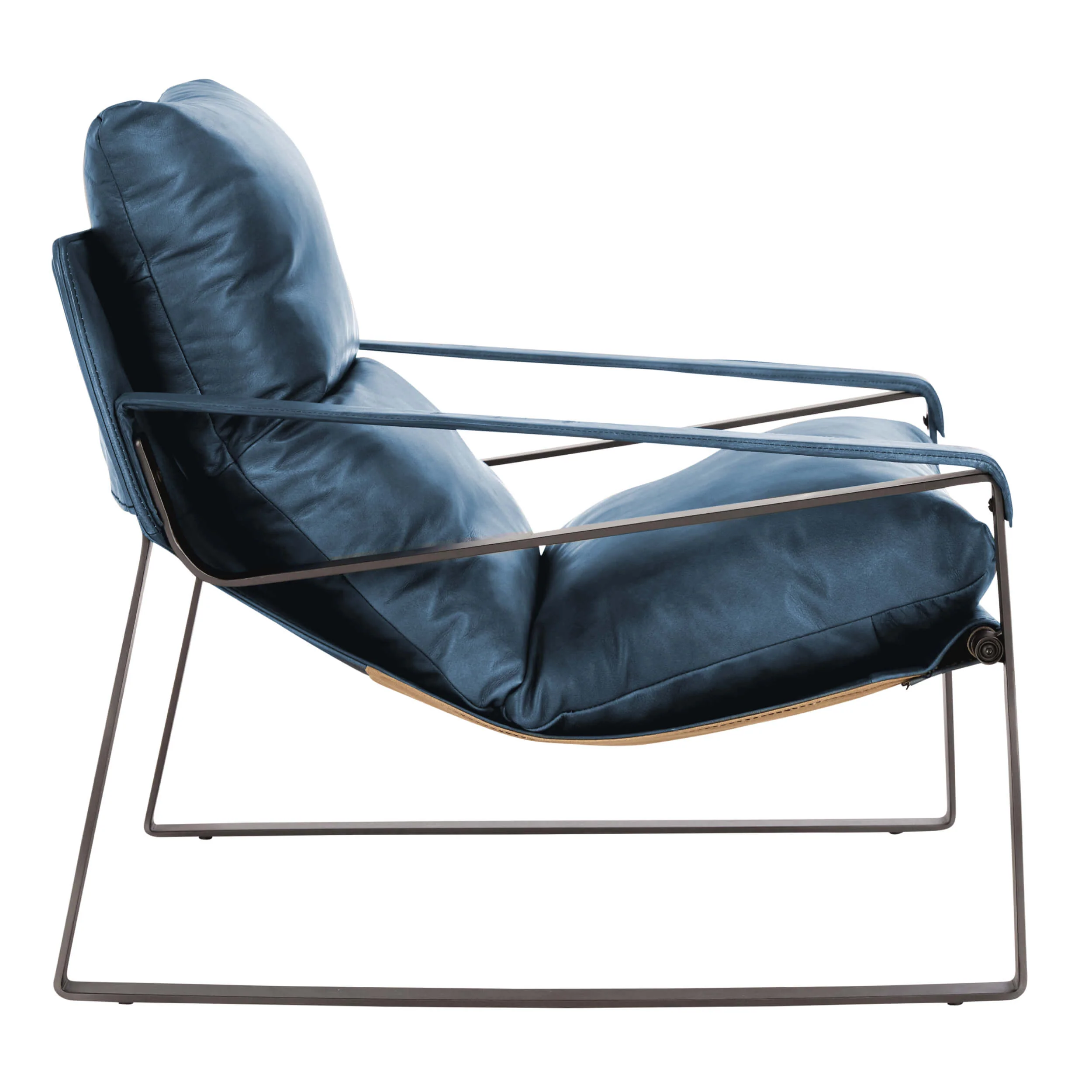 Morgan Leather Chair, Ocean Blue - Image 3