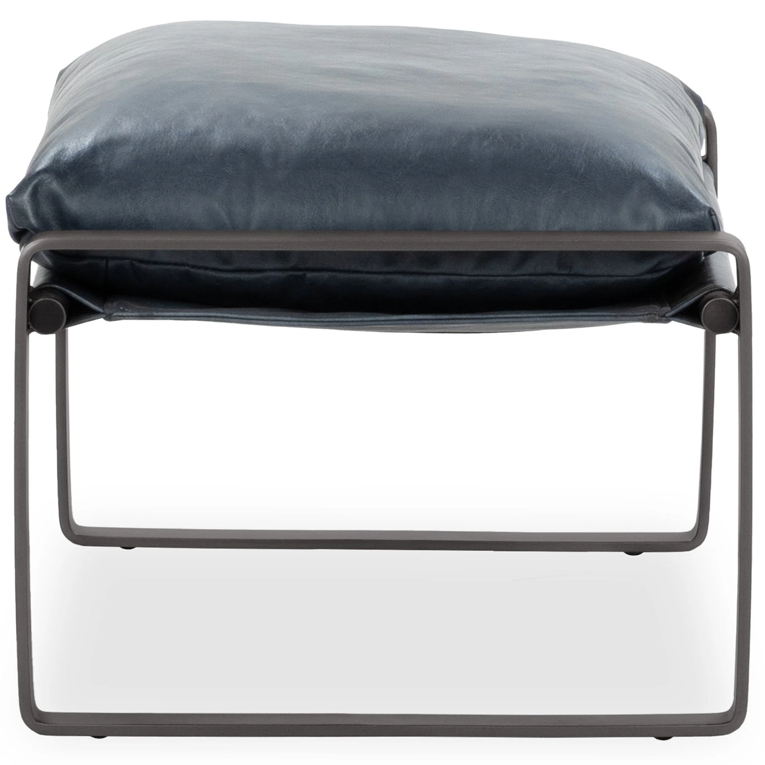 Morgan Leather Ottoman, Ocean Blue - Image 3