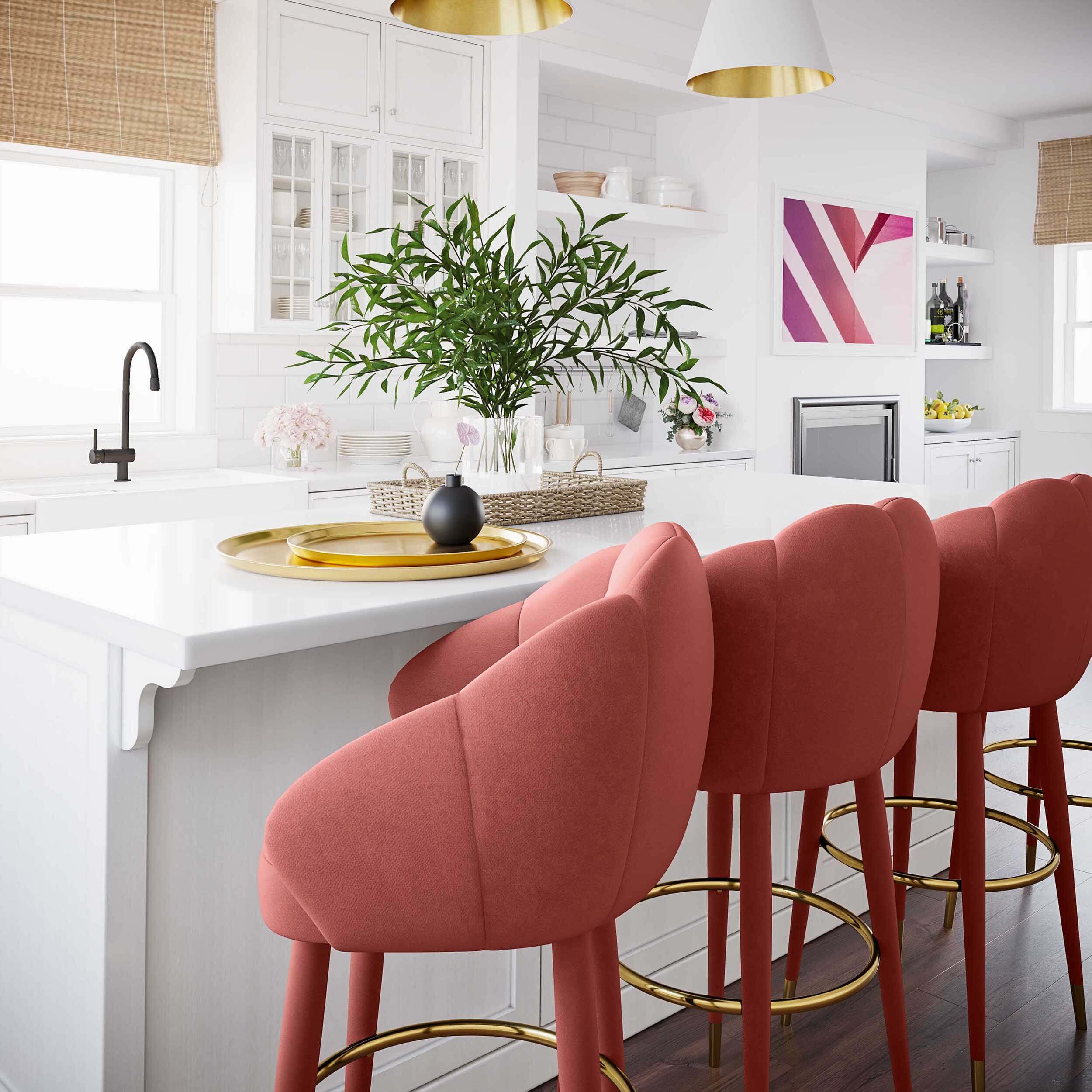 Myla Swivel Bar & Counter Stool, Salmon - Image 4