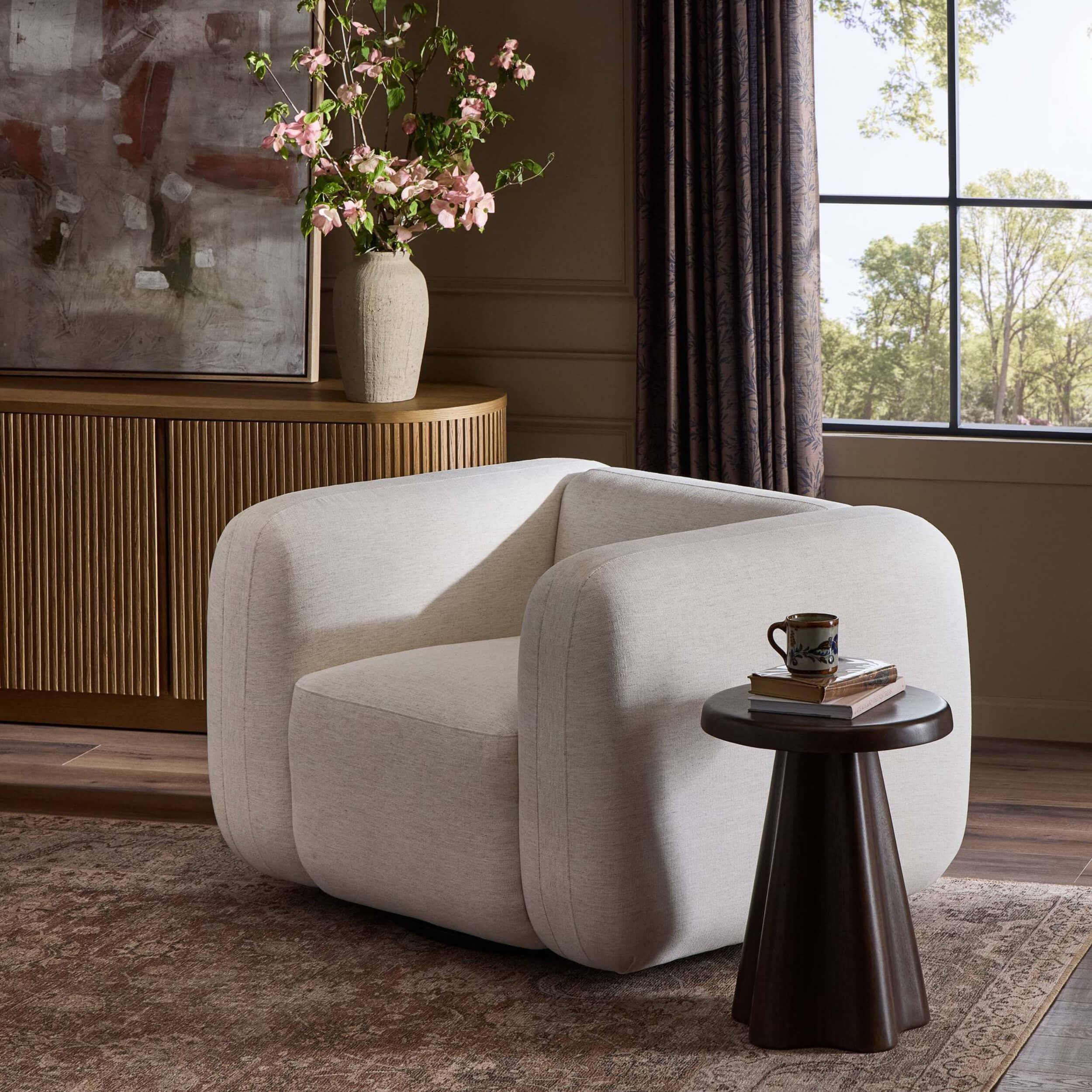 Nara Swivel Chair, Nomad Snow by Four Hands - Image 6