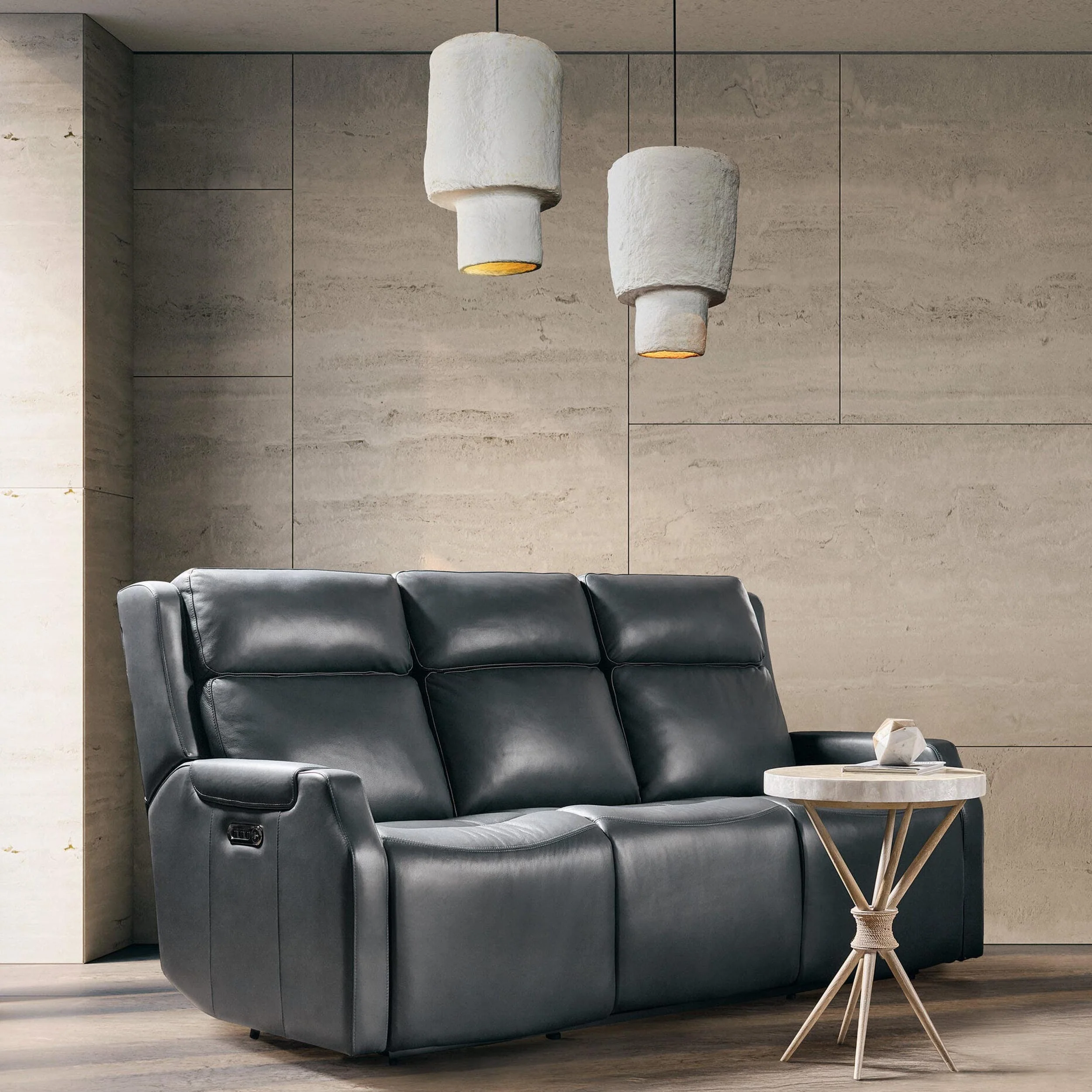 Nelson Leather Power Sofa, Salvo Denim - Image 6