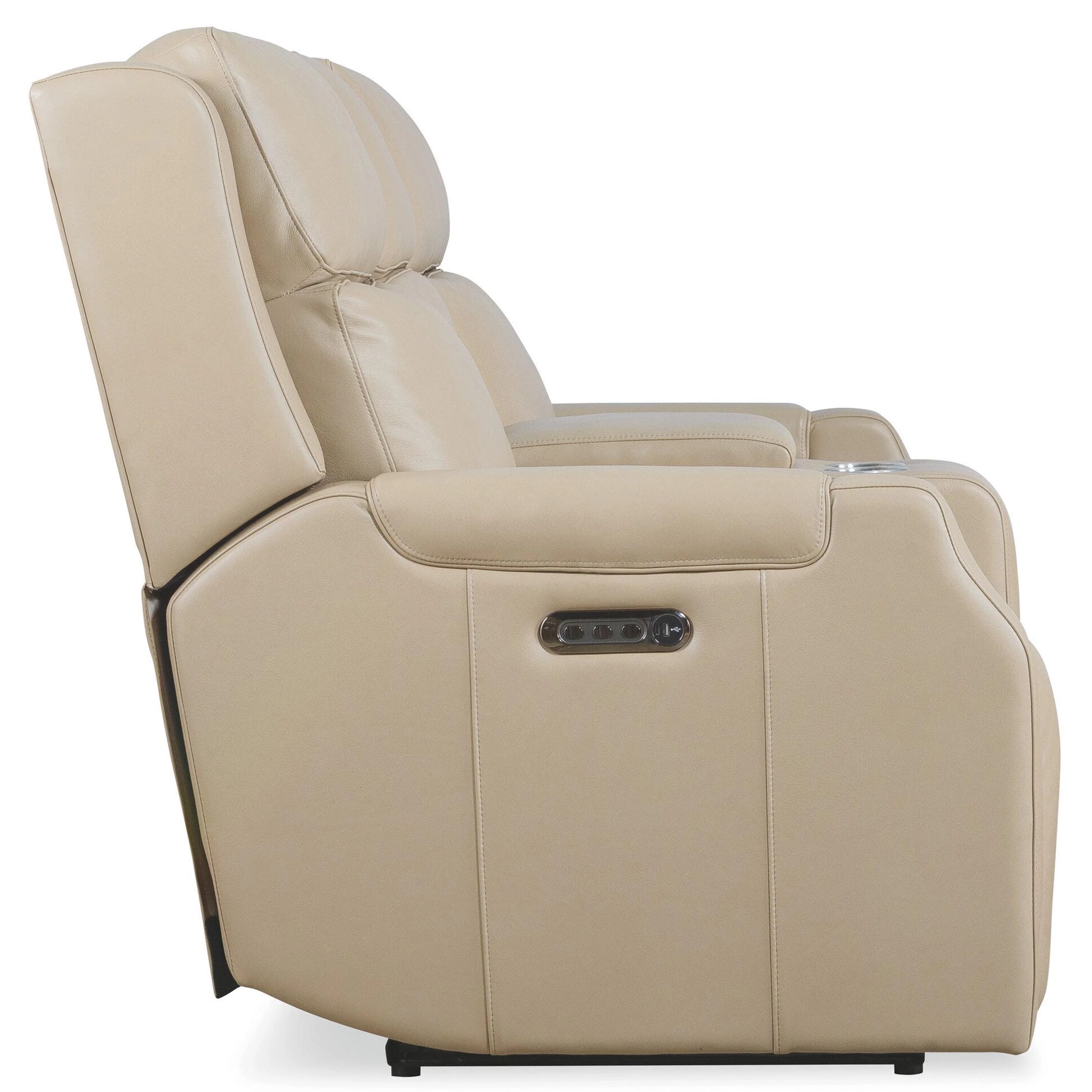 Nelson Leather Zero Gravity Power Console Loveseat, Salvo Beige - Image 3