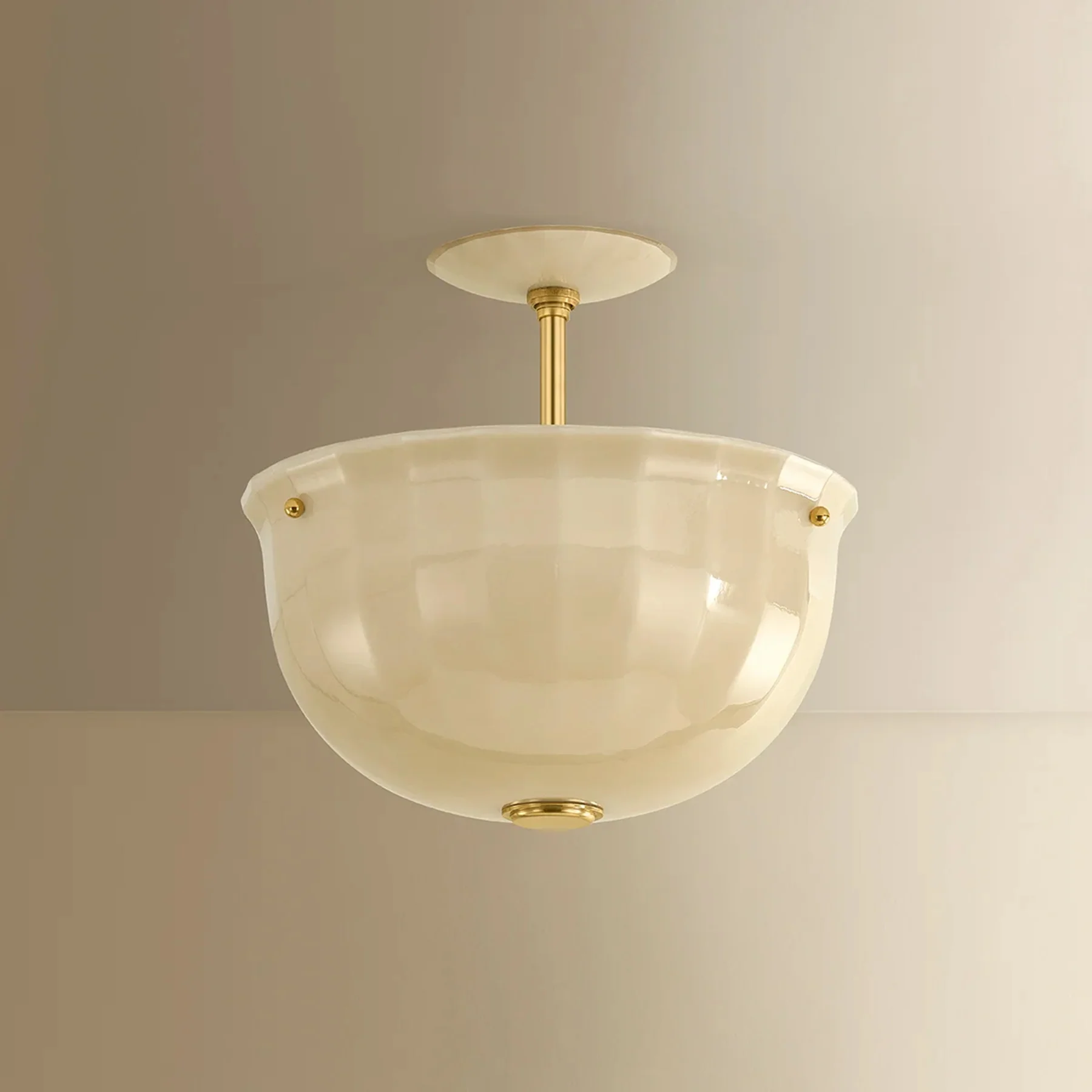 Nevins Semi Flush, Aged Brass - Image 2