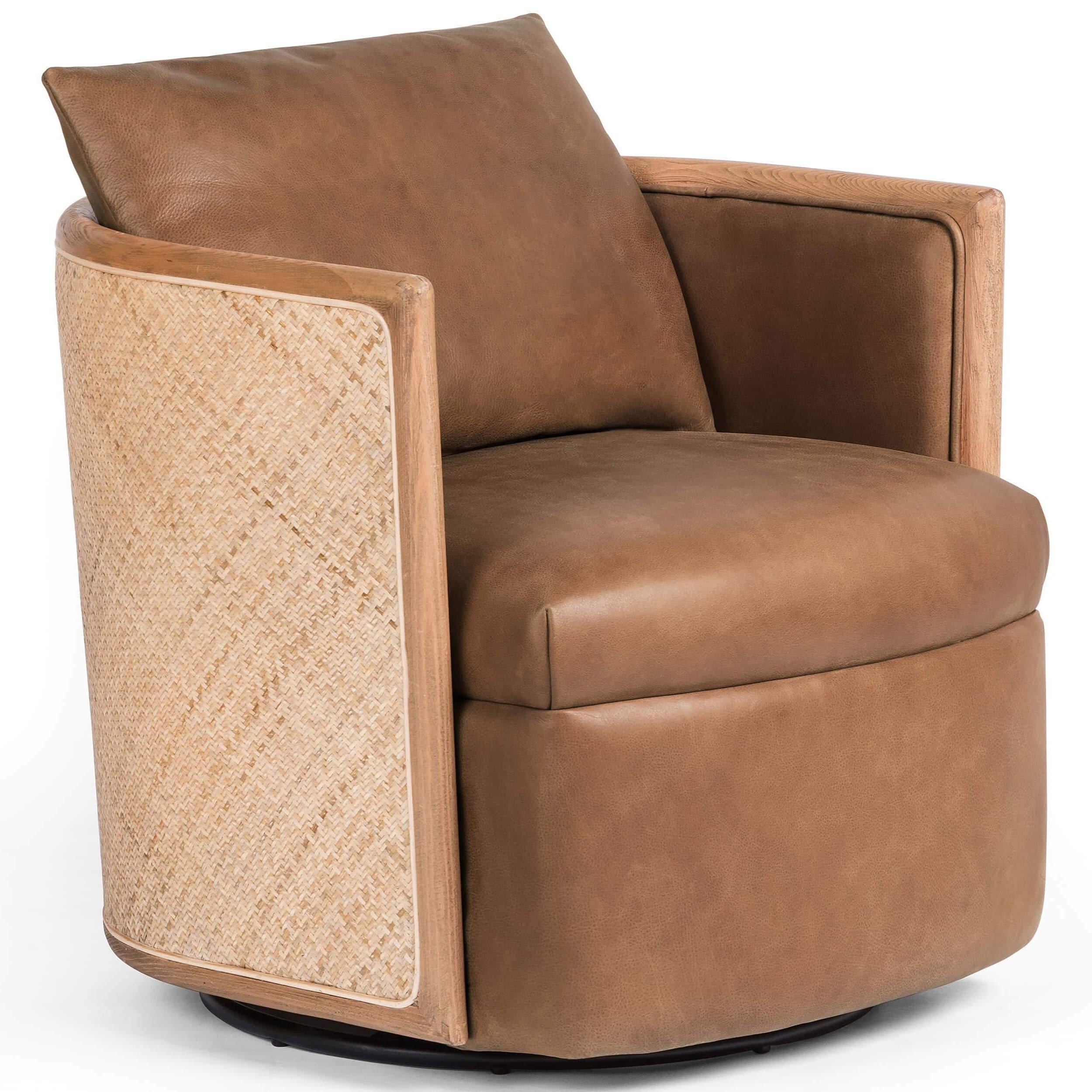 Newbury Leather Swivel Chair, Palermo Cognac by Four Hands