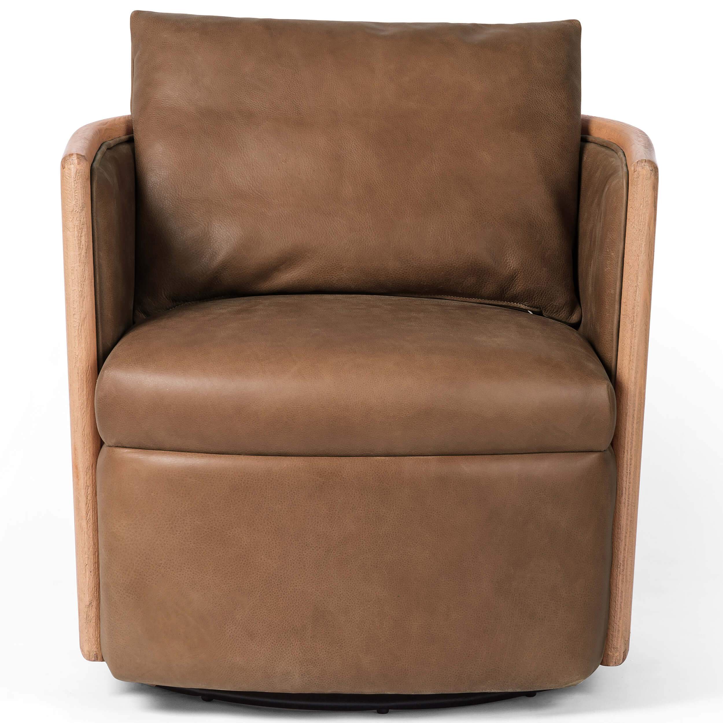 Newbury Leather Swivel Chair, Palermo Cognac by Four Hands - Image 3