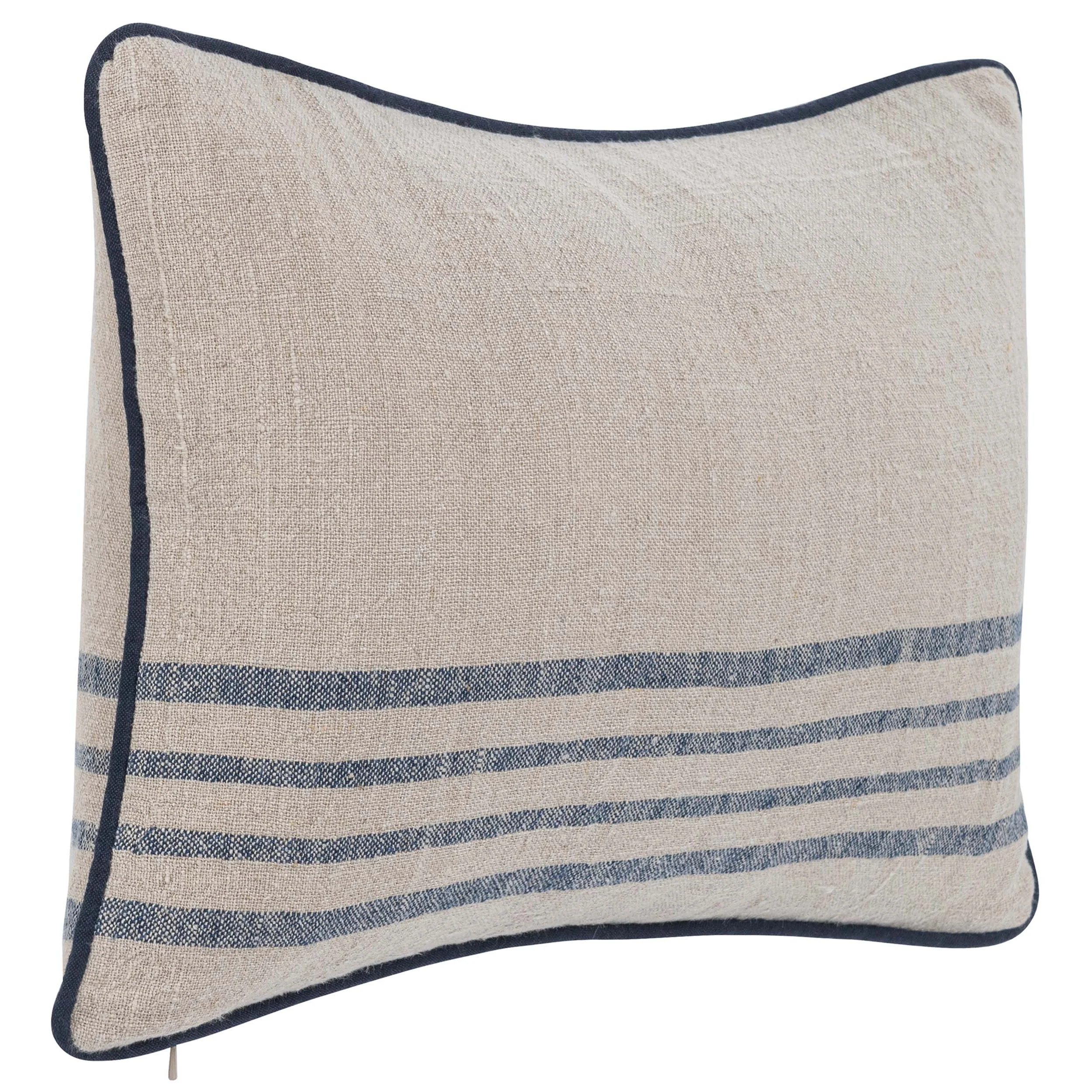 Newport Lumbar Pillow, Natural/Navy, Set of 2 - Image 2