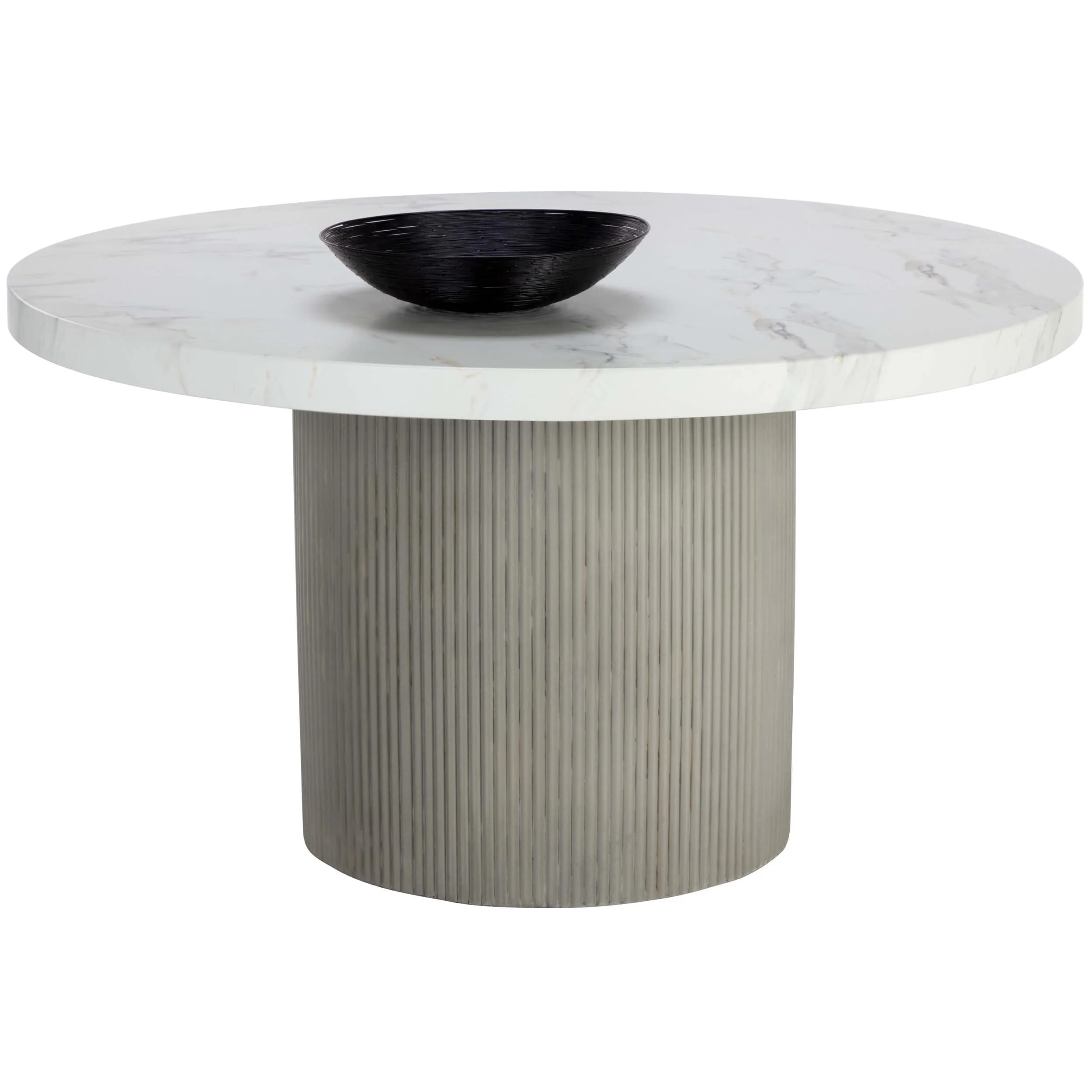 Nicolette 55" Round Dining Table, Light Grey Marble Look - Image 2