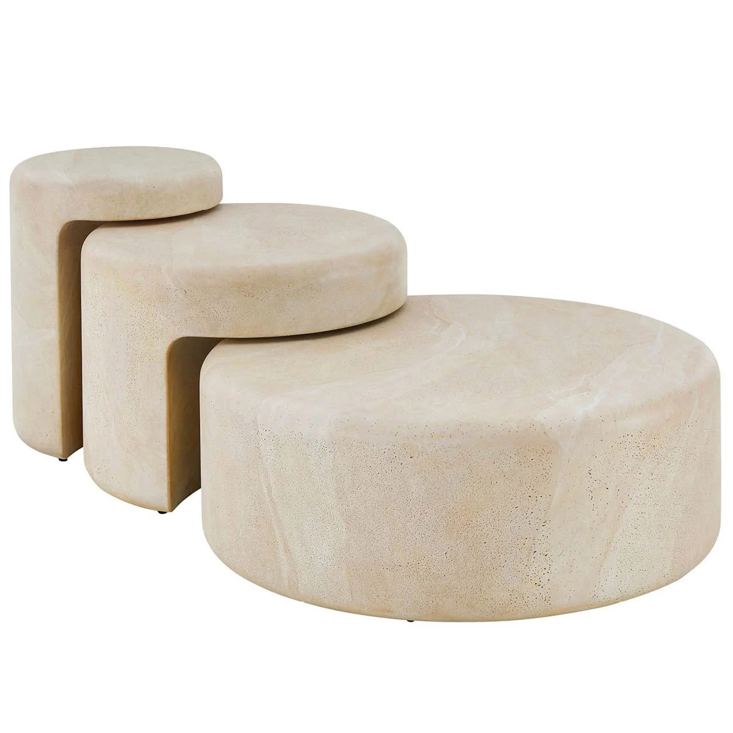 Nimbus Nesting Table, Faux Travertine - Image 4