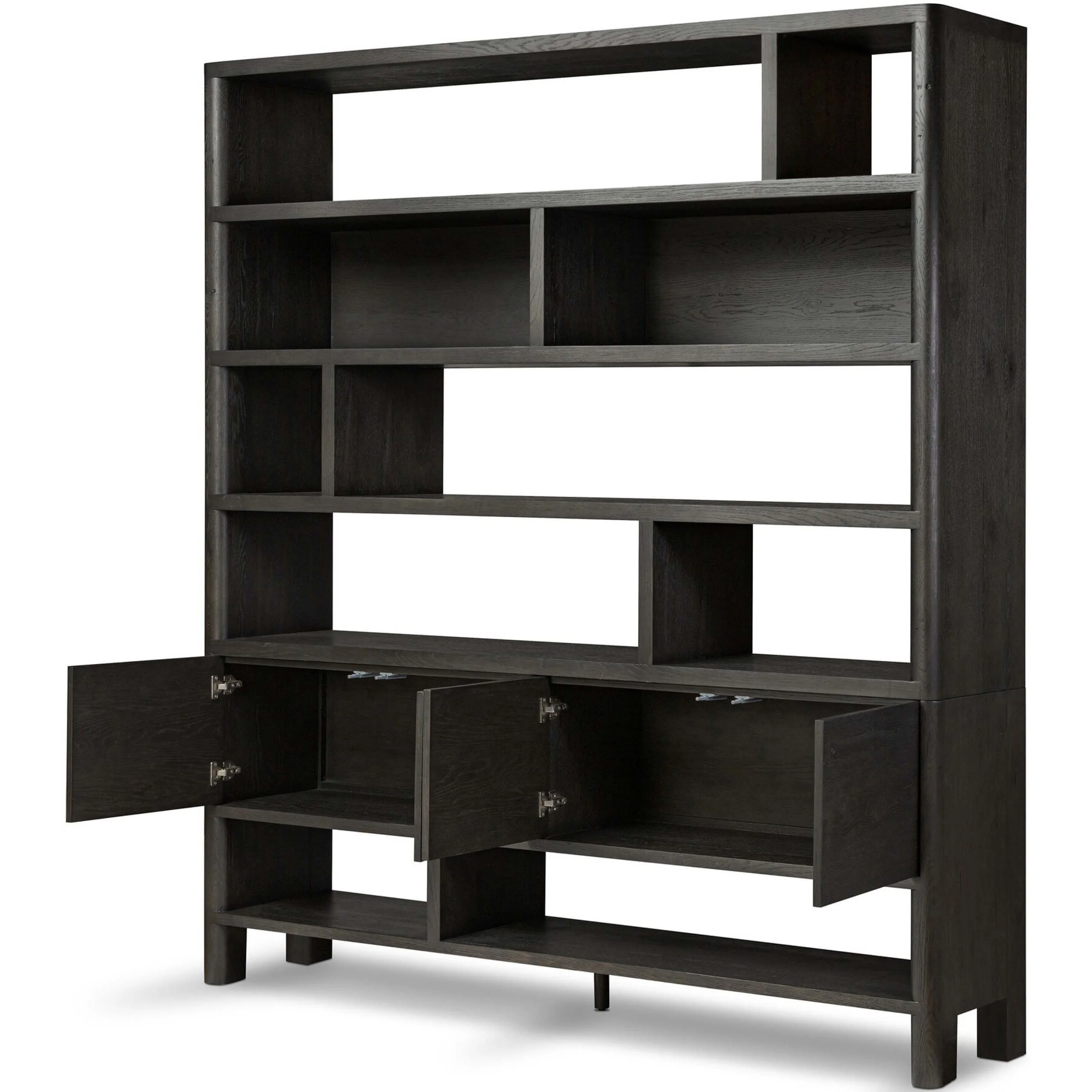 Noeline Wide Bookcase, Smoked Black by Four Hands - Image 3