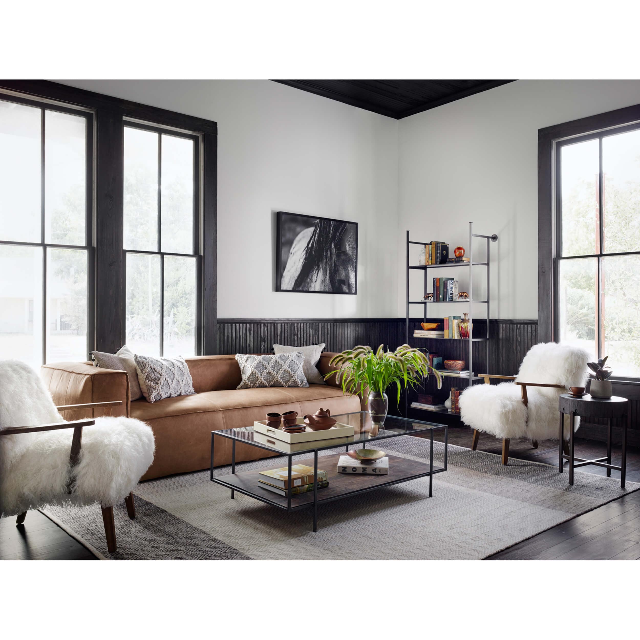 Nola Reverse Stitch Leather Sofa, Natural Washed Sand by Four Hands - Image 6
