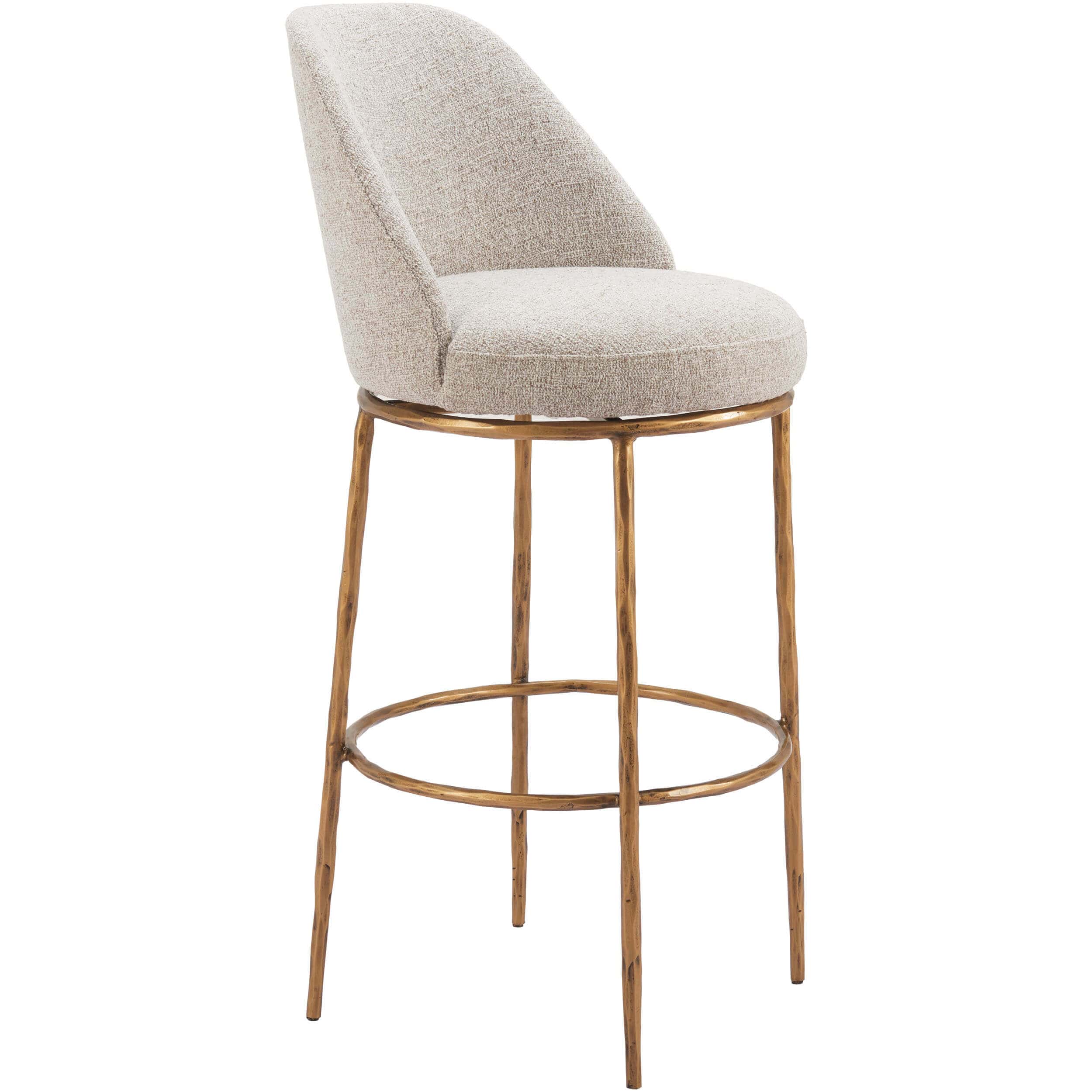 Nordhavn Swivel Bar & Counter Stool, Beige/Gold