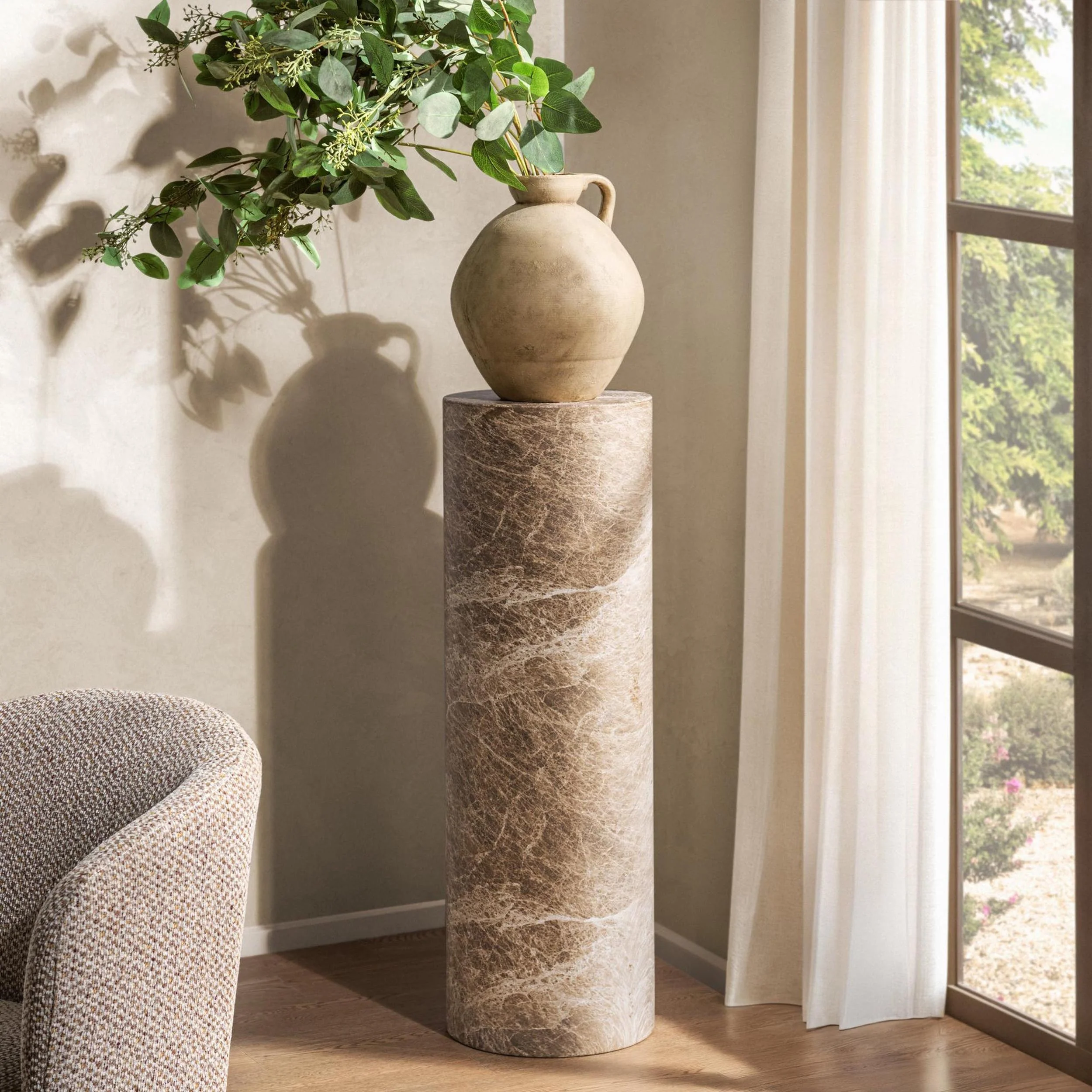 Norfolk Display Pedestal, Brown/Ivory - Image 18