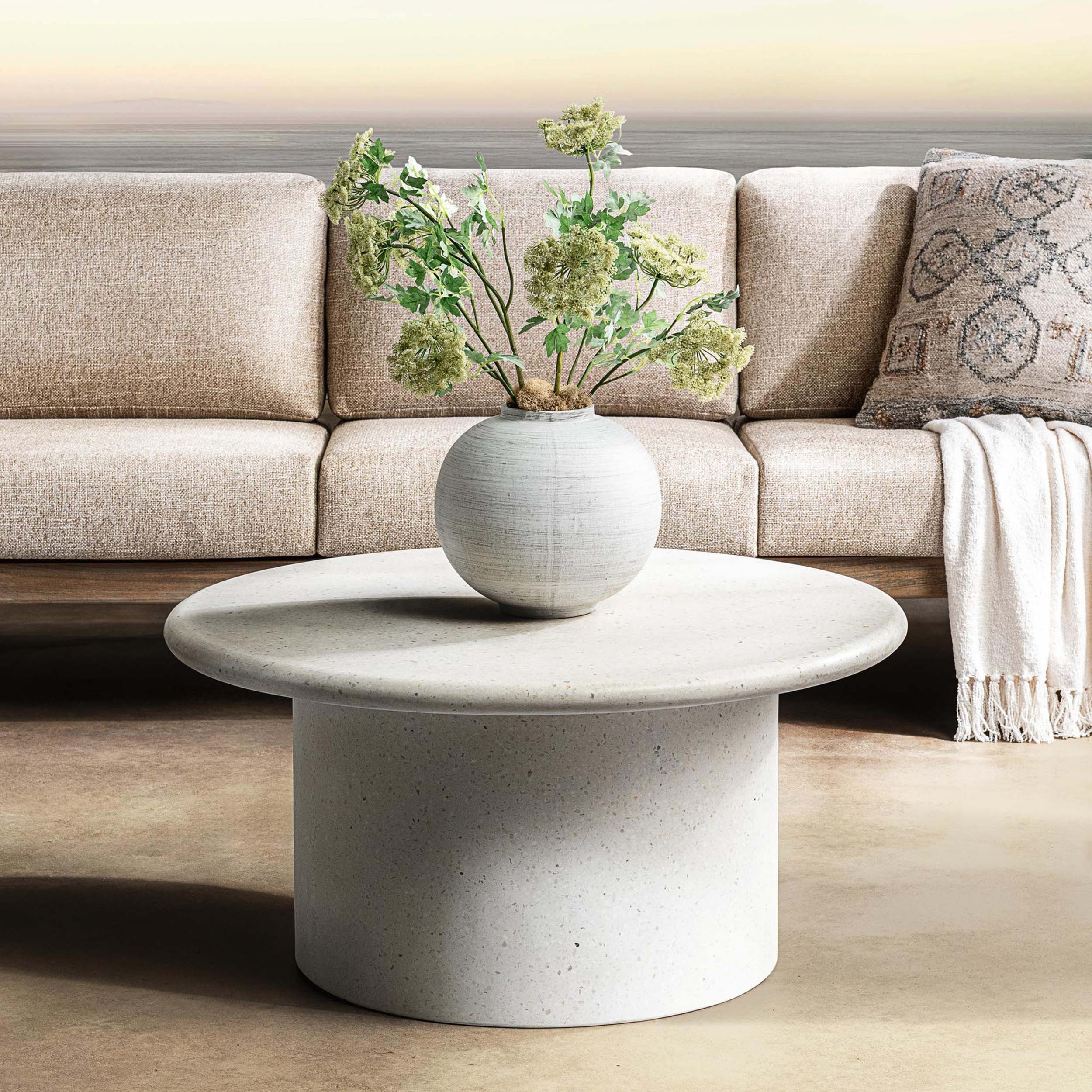 Nysa Outdoor Round CoffeeTable, White - Image 4