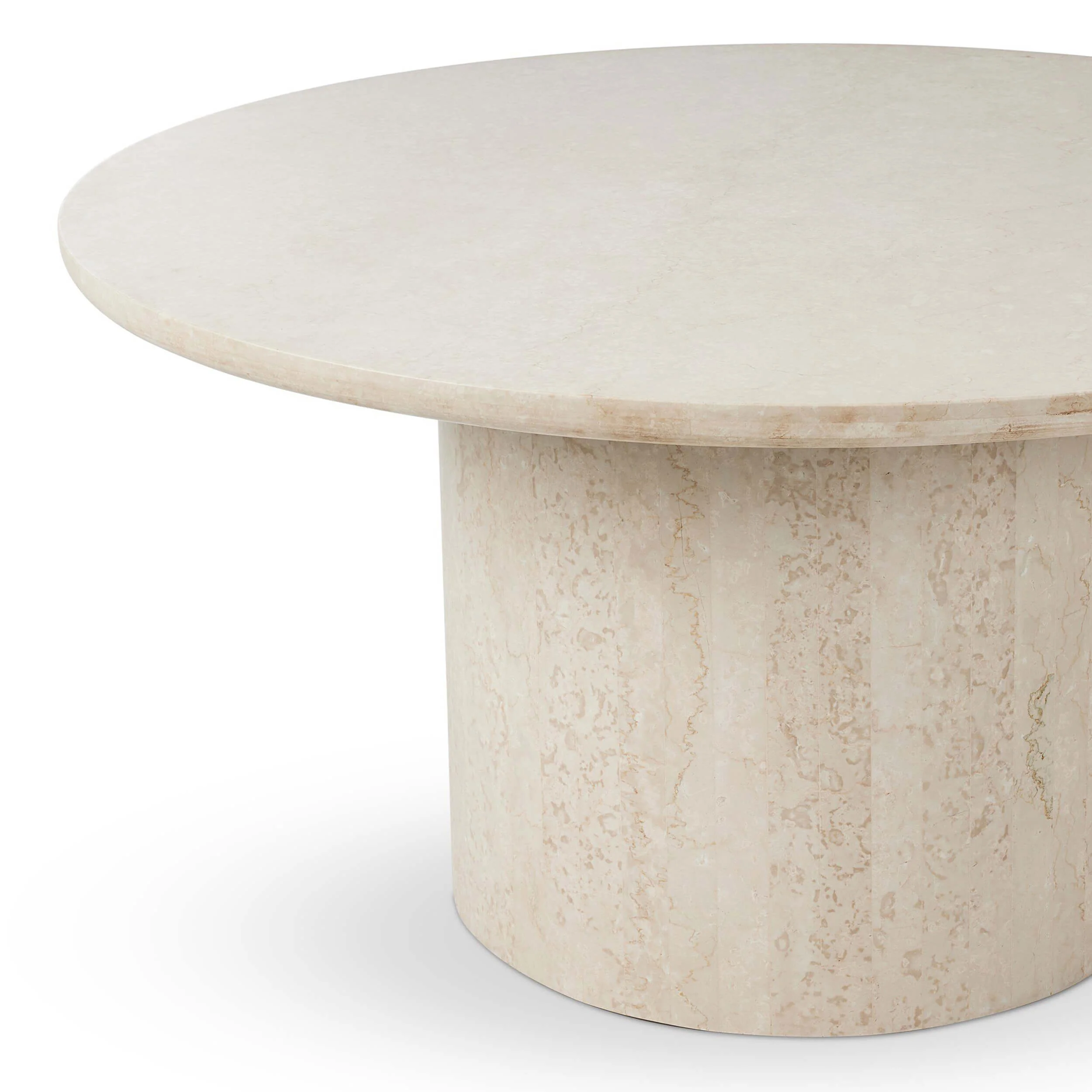 Oakland 60" Round Outdoor Dining Table, Cream Marble by Four Hands - Image 3