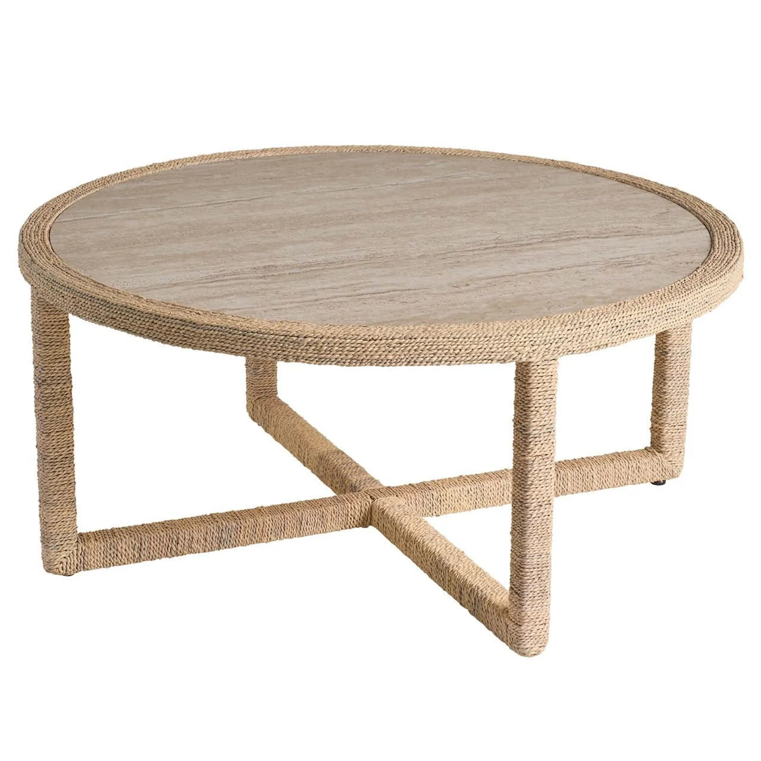 Oasis Abaca Cocktail Table, Travertine Beige